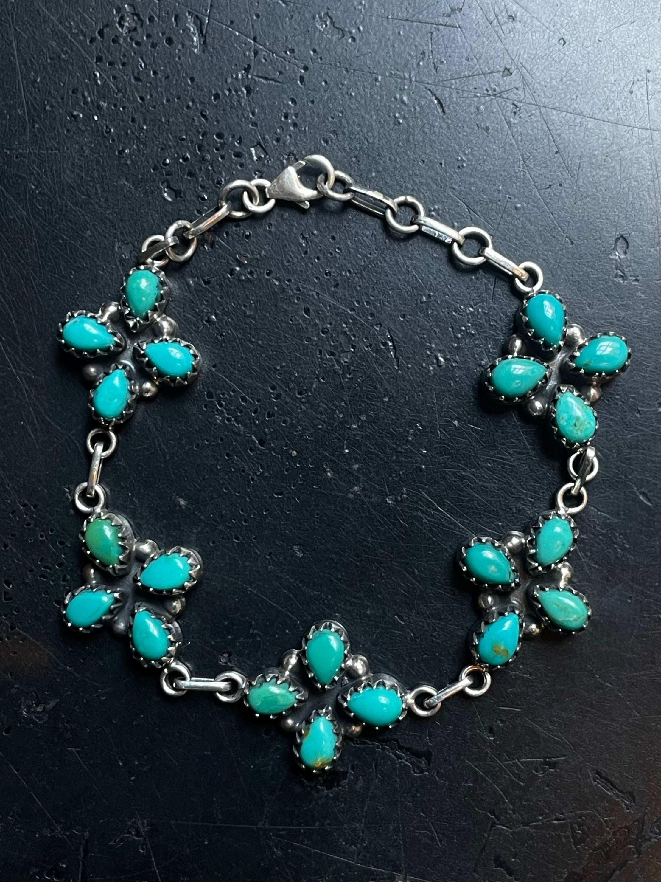 Turquoise Cluster Bracelet | 925 Sterling Silver E549