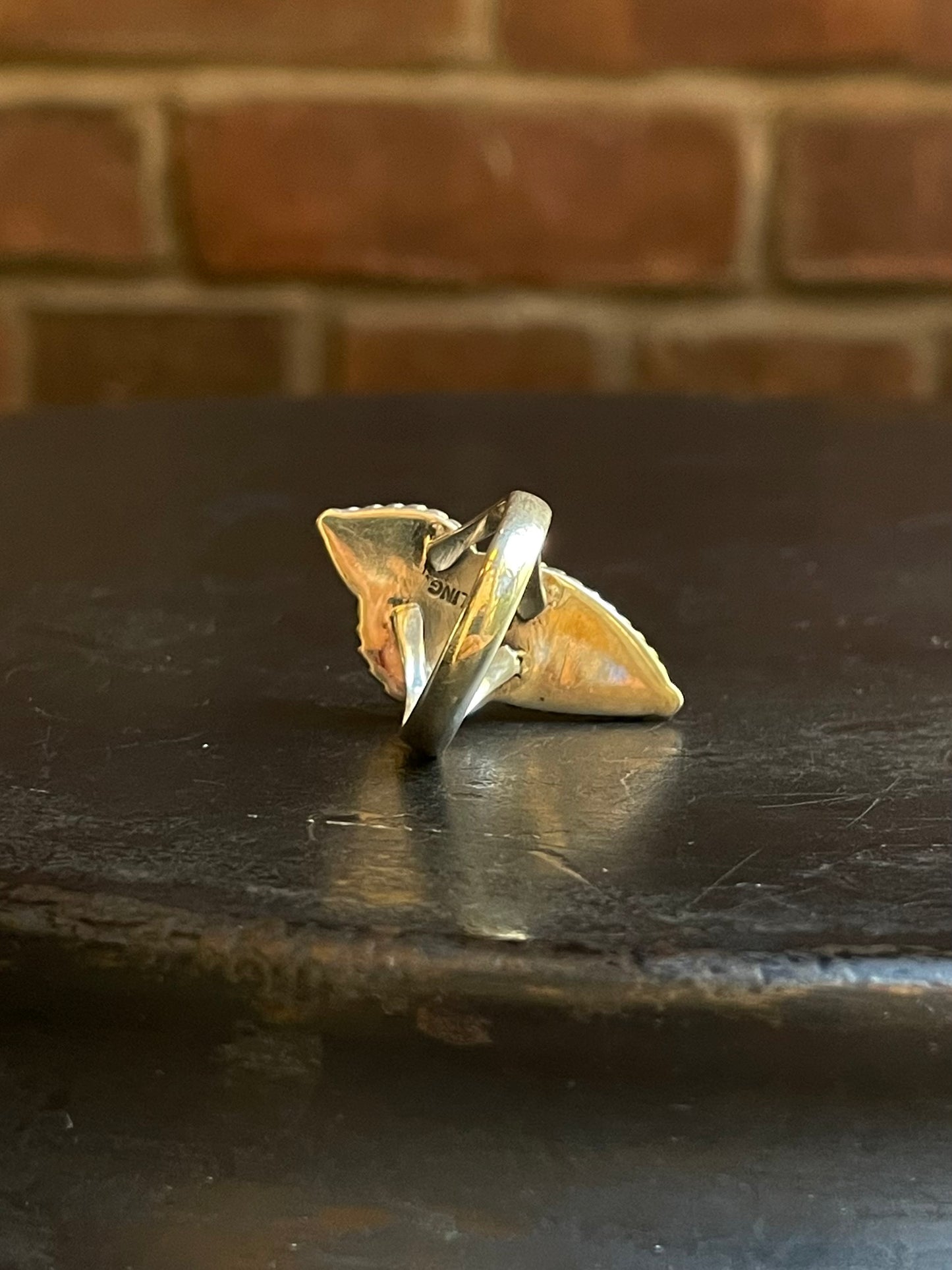 Pink Conch Tear Drop Ring Size 8 | Sterling Silver E899