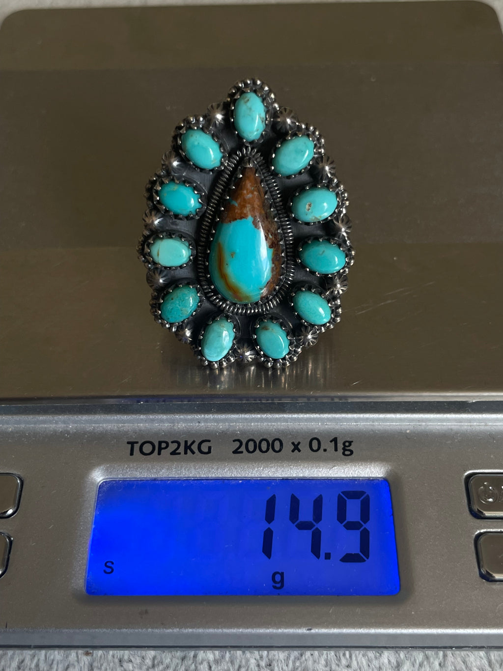 Turquoise Cluster Ring Size 6.5 | 925 Sterling Silver D257