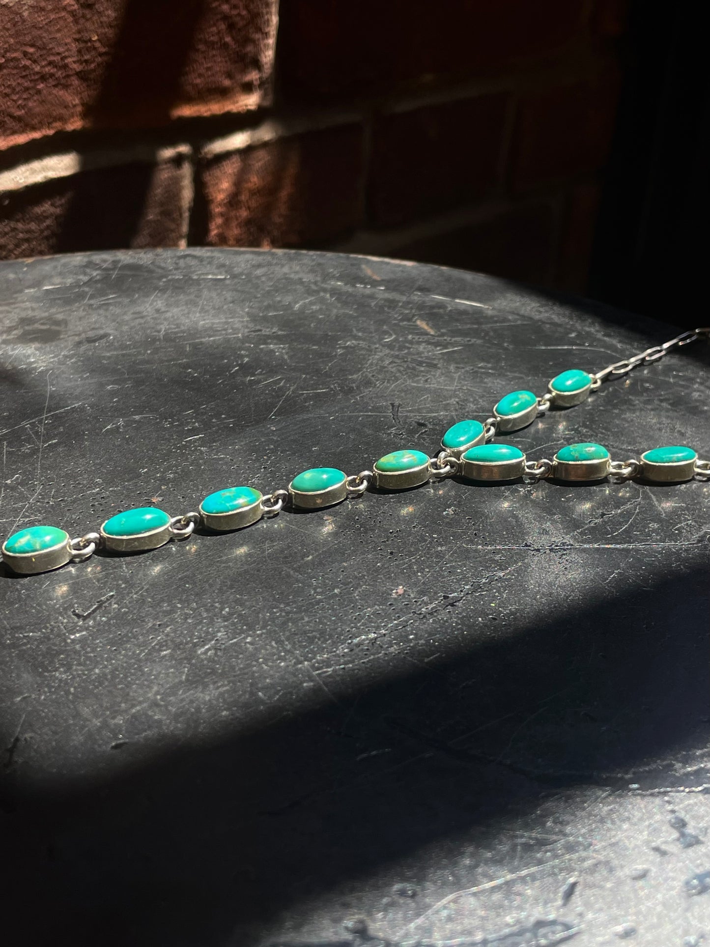 Kingman Turquoise Lariat Necklace | Sterling Silver G418
