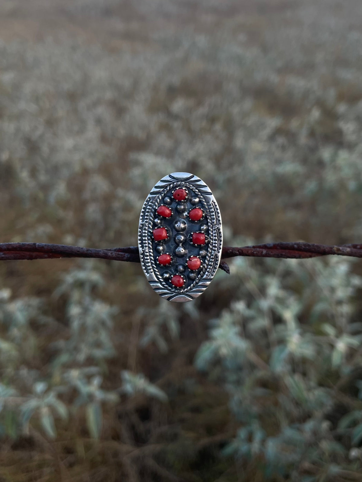 Red Coral Multi-Stone Ring | 925 Sterling Silver Size 8 G825