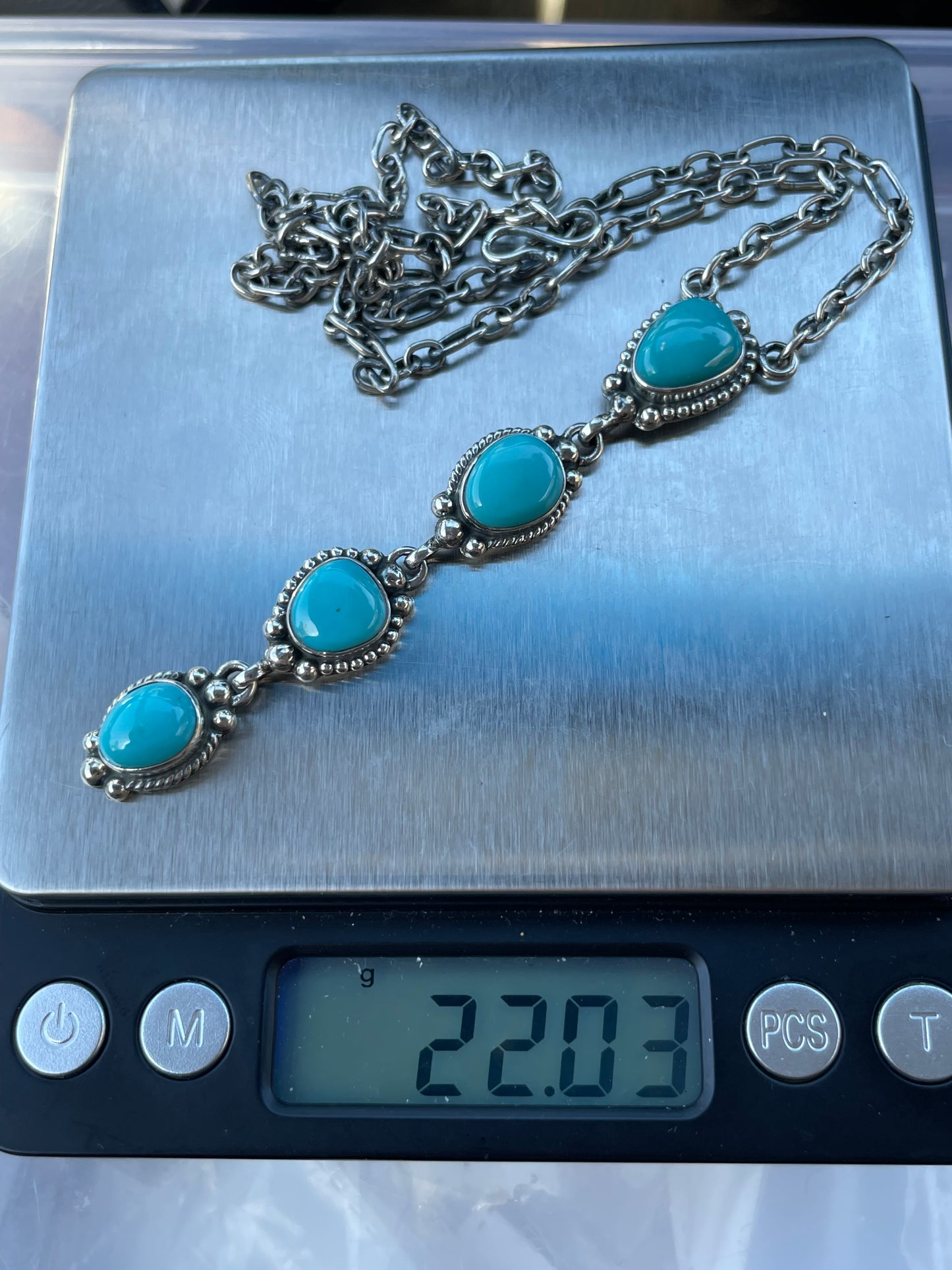 Turquoise Lariat Necklace | Sterling Silver 925 C760