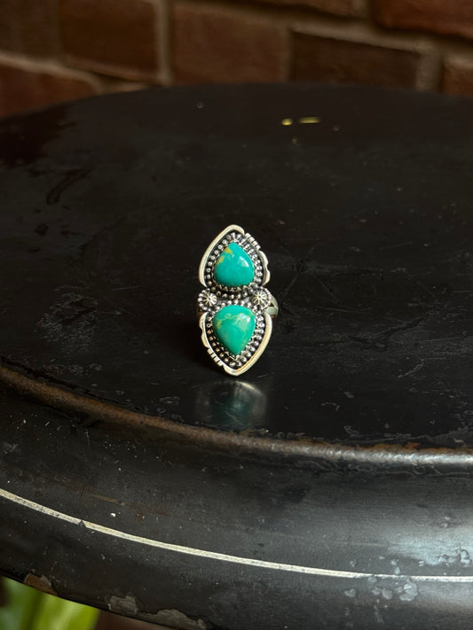 Turquoise Teardrop Ring | Sterling Silver | Size 6 | A904
