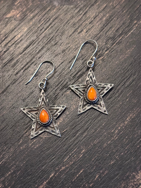 Spiny Oyster Star Dangle Earrings | 925 Sterling Silver A095