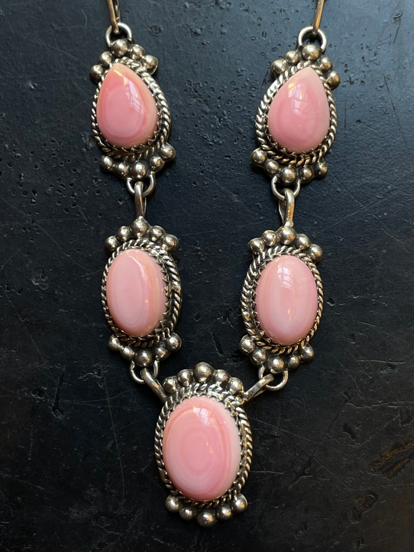 Pink Conch Link Necklace | Sterling Silver E934