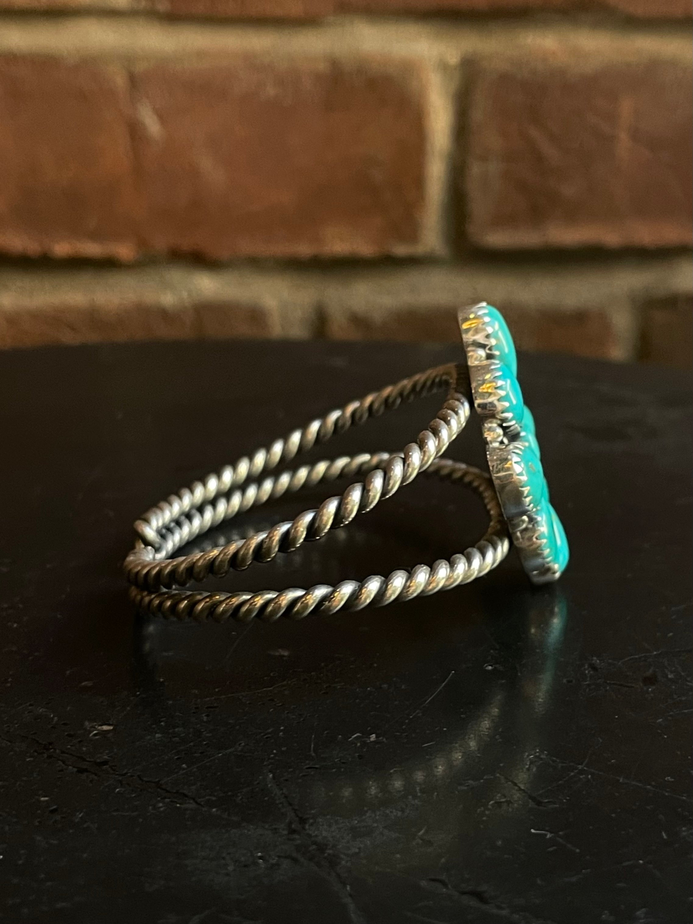 Kingman Turquoise Flower Cuff Bracelet | 925 Sterling Silver G677