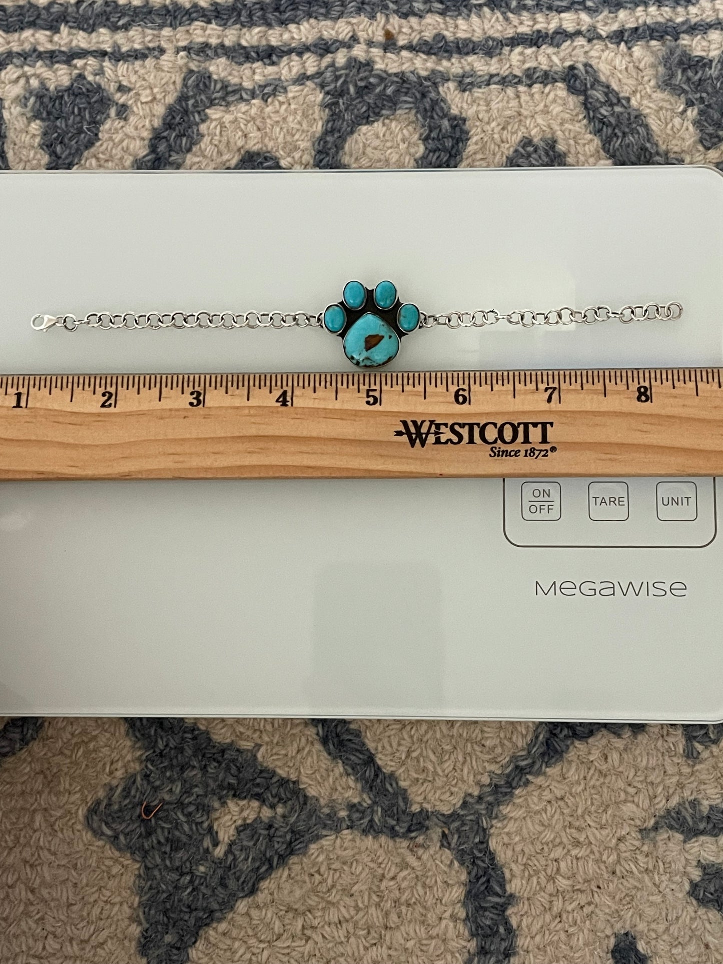 Kingman Turquoise Paw Bracelet | 925 Sterling Silver E103