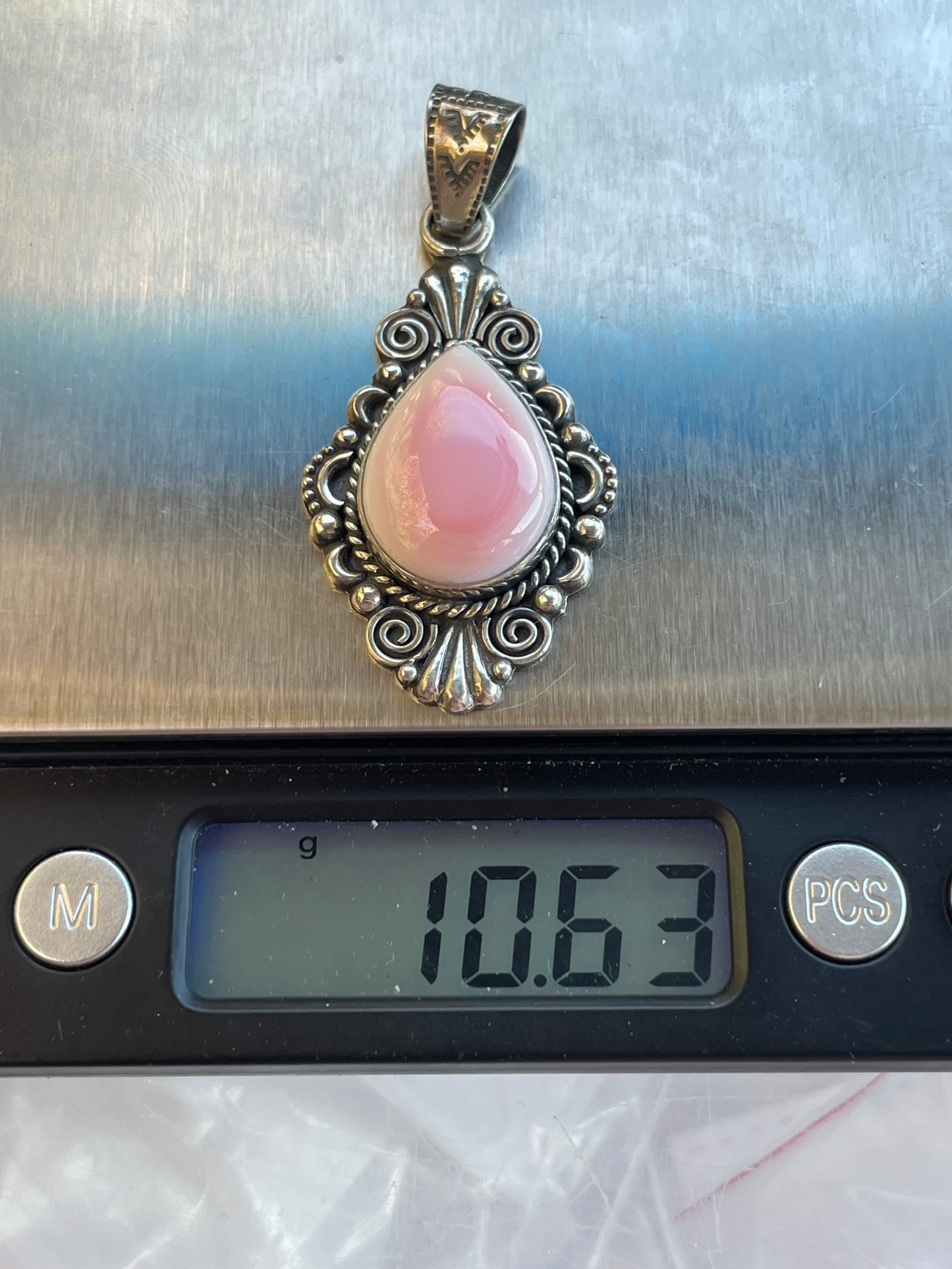 Pink Conch Teardrop Pendant | Sterling Silver 925 B704