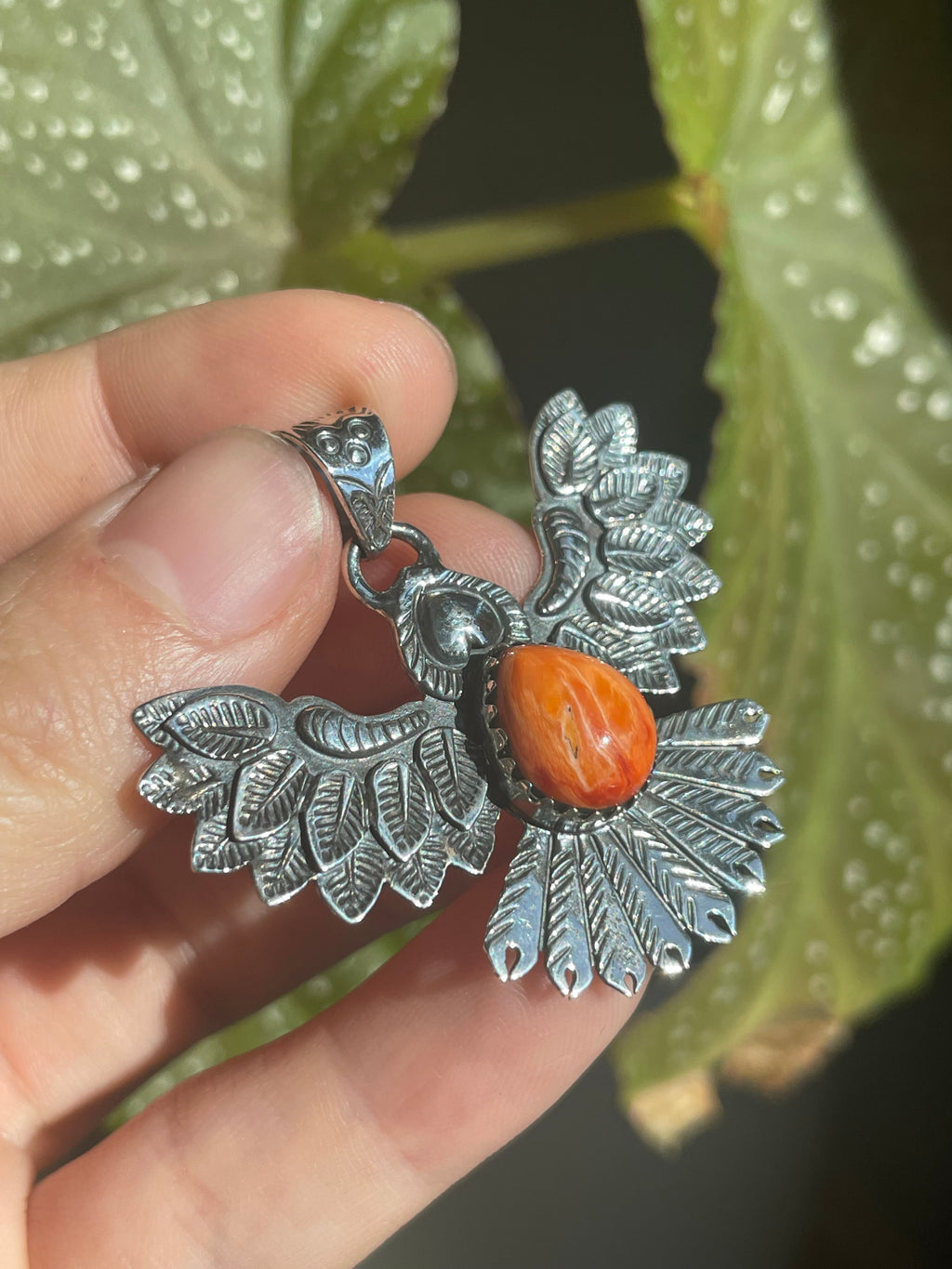 Spiny Oyster Thunderbird Pendant | Sterling Silver 925 B836