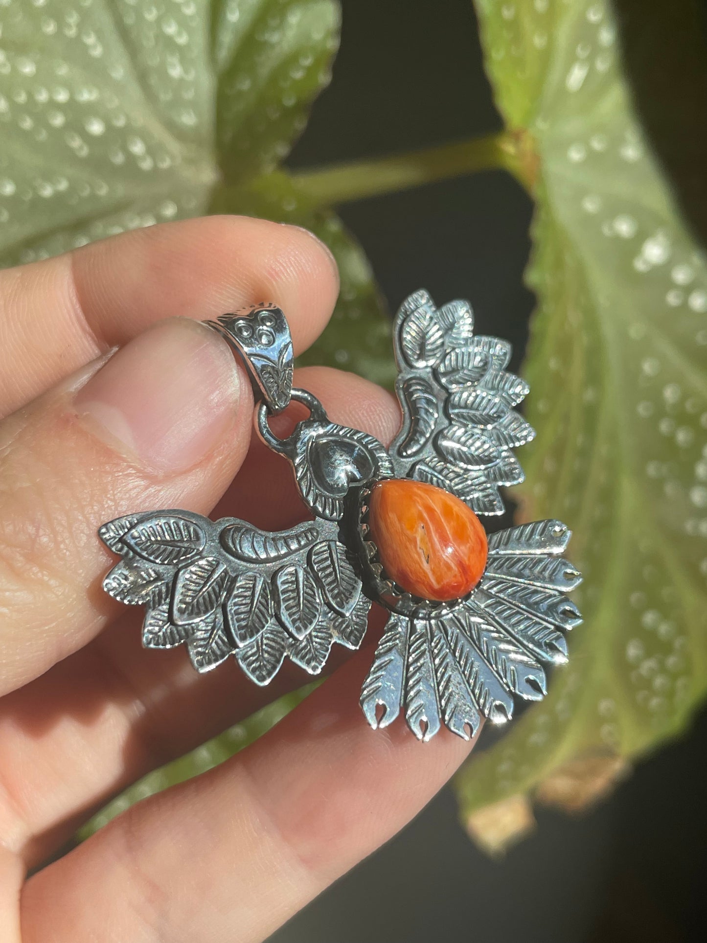Spiny Oyster Thunderbird Pendant | Sterling Silver 925 B836