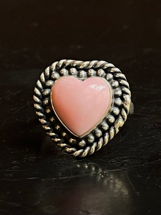 Pink Conch Heart Ring Size 6.75  | 925 Sterling Silver G145