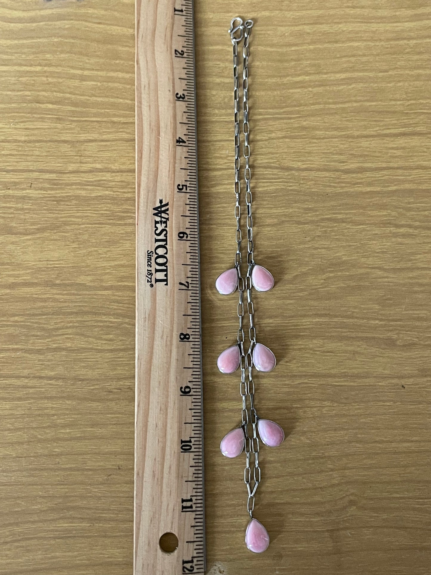 Pink Conch Necklace | Teardrop Dangle | 925 Silver E573