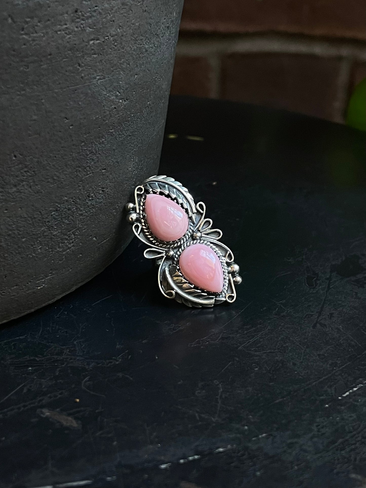 Pink Conch Feather Ring Size 6 | 925 Sterling Silver C580