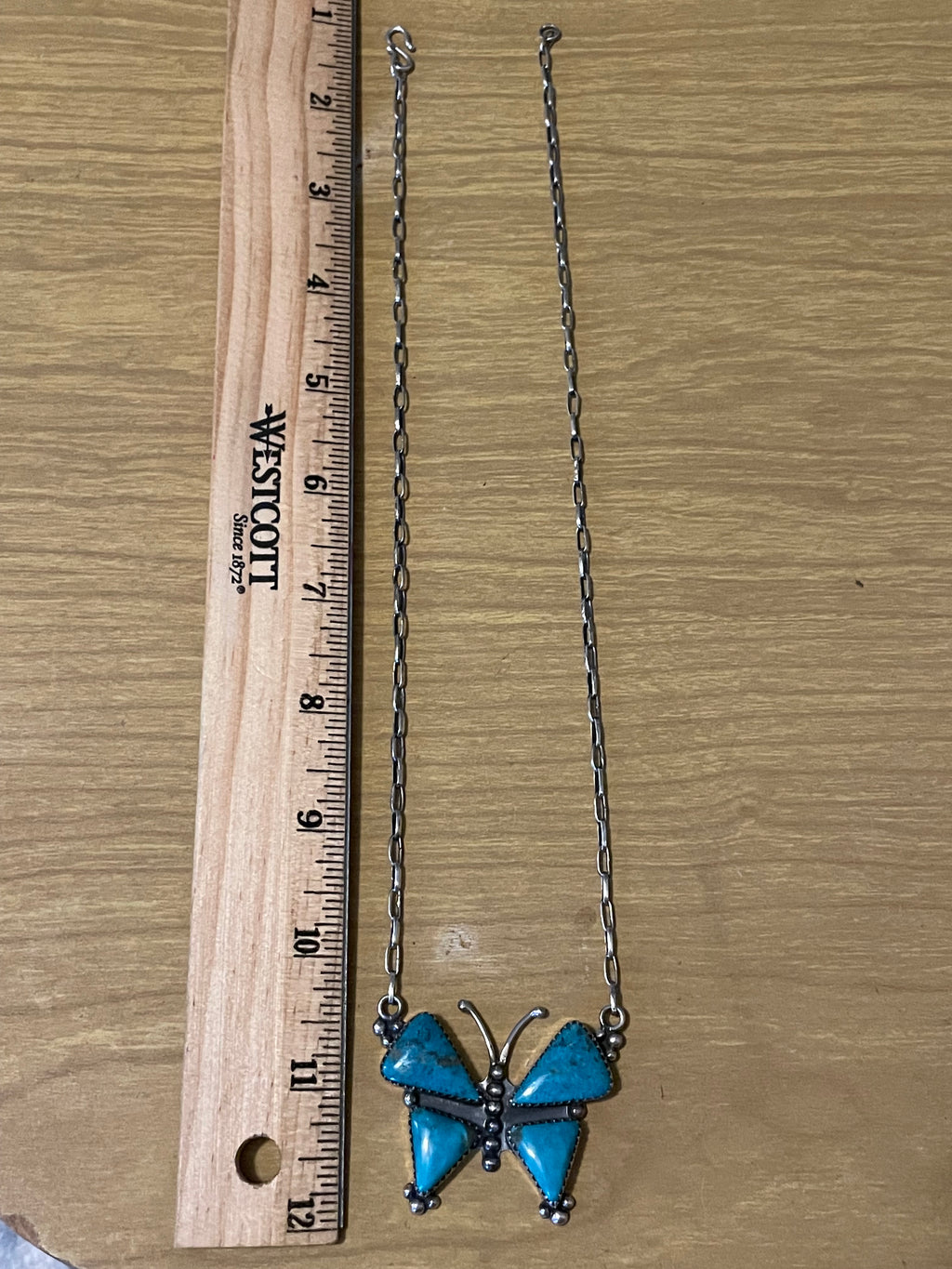 Kingman Turquoise Butterfly Necklace | Sterling Silver G393