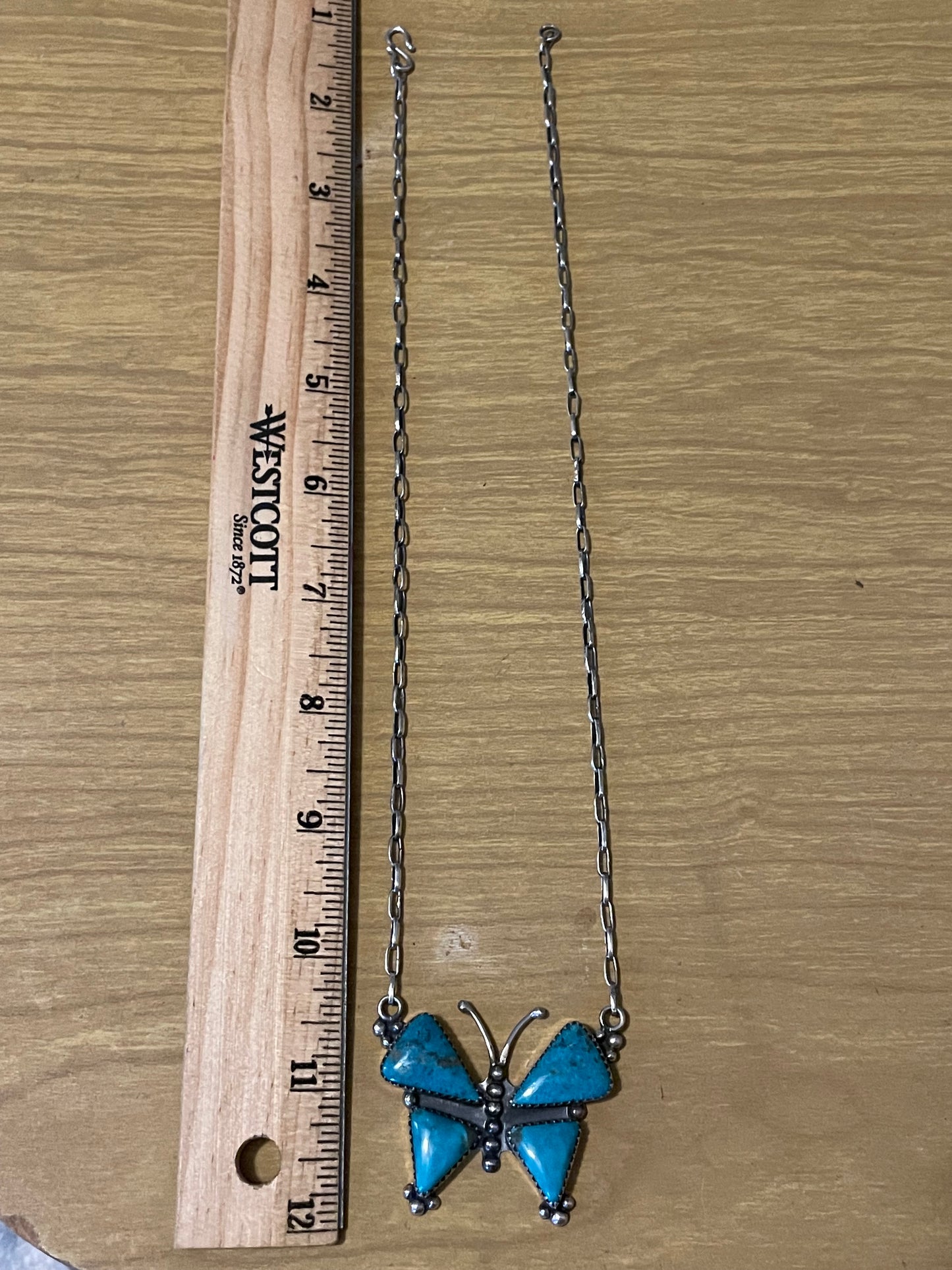 Kingman Turquoise Butterfly Necklace | Sterling Silver G393