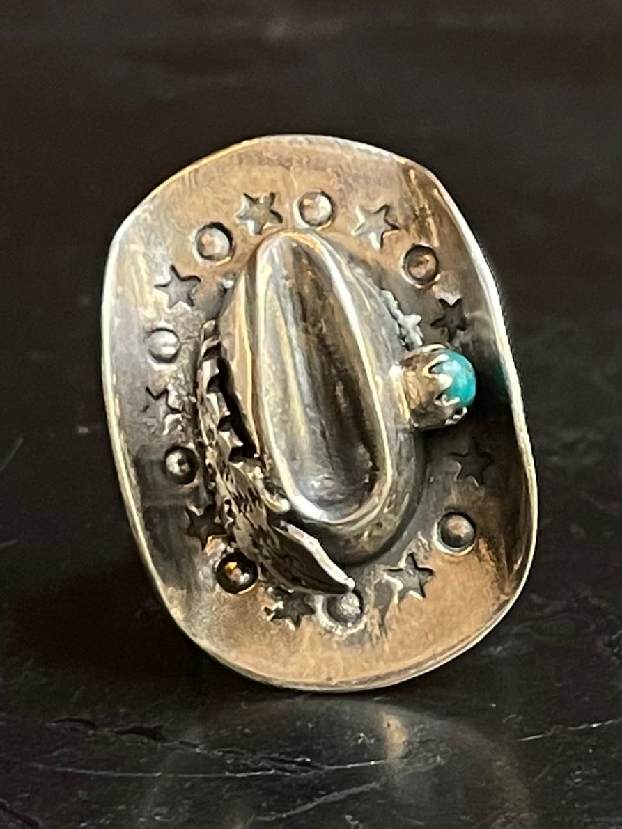 Kingman Cowboy Hat Turquoise Ring Size 7 | 925 Sterling Silver G509