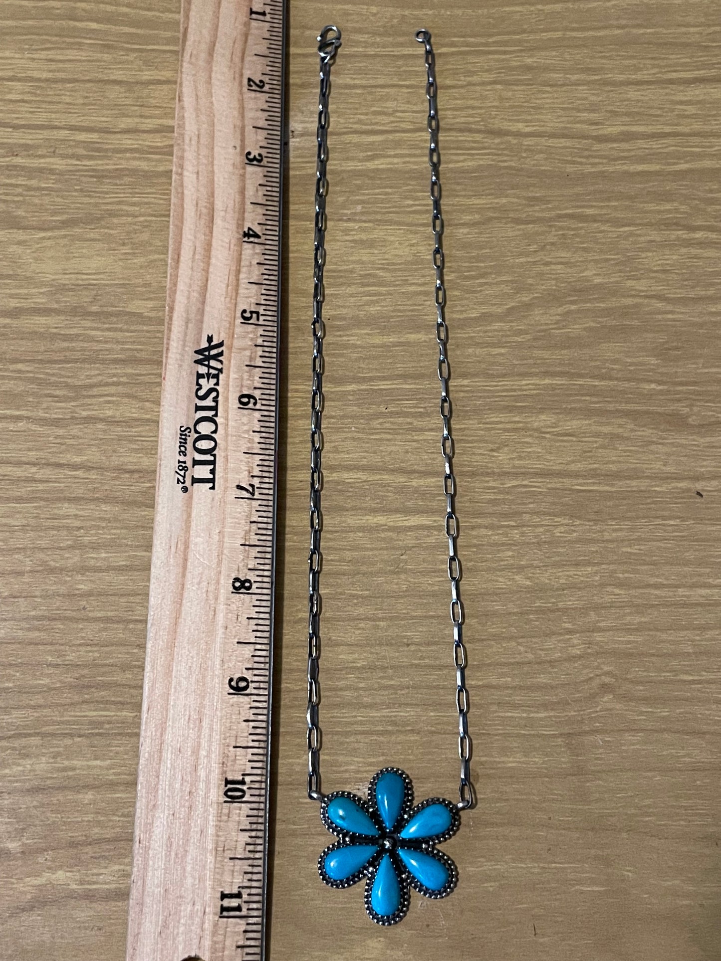 Kingman Turquoise Flower Necklace | 925 Sterling Silver G392