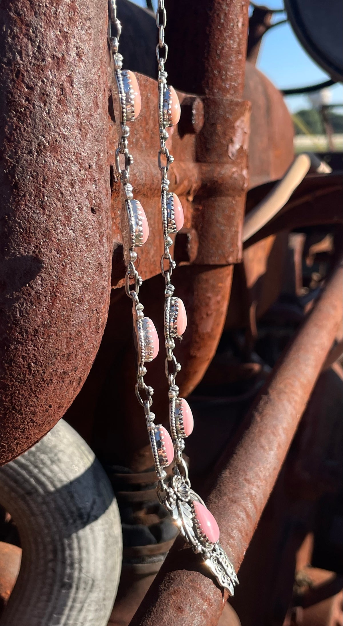 Pink Conch Floral Necklace | 925 Sterling Silver E337