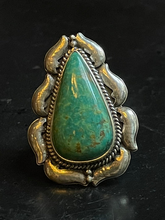 Turquoise Tear Drop Ring Size 8.5 | 925 Sterling Silver G265