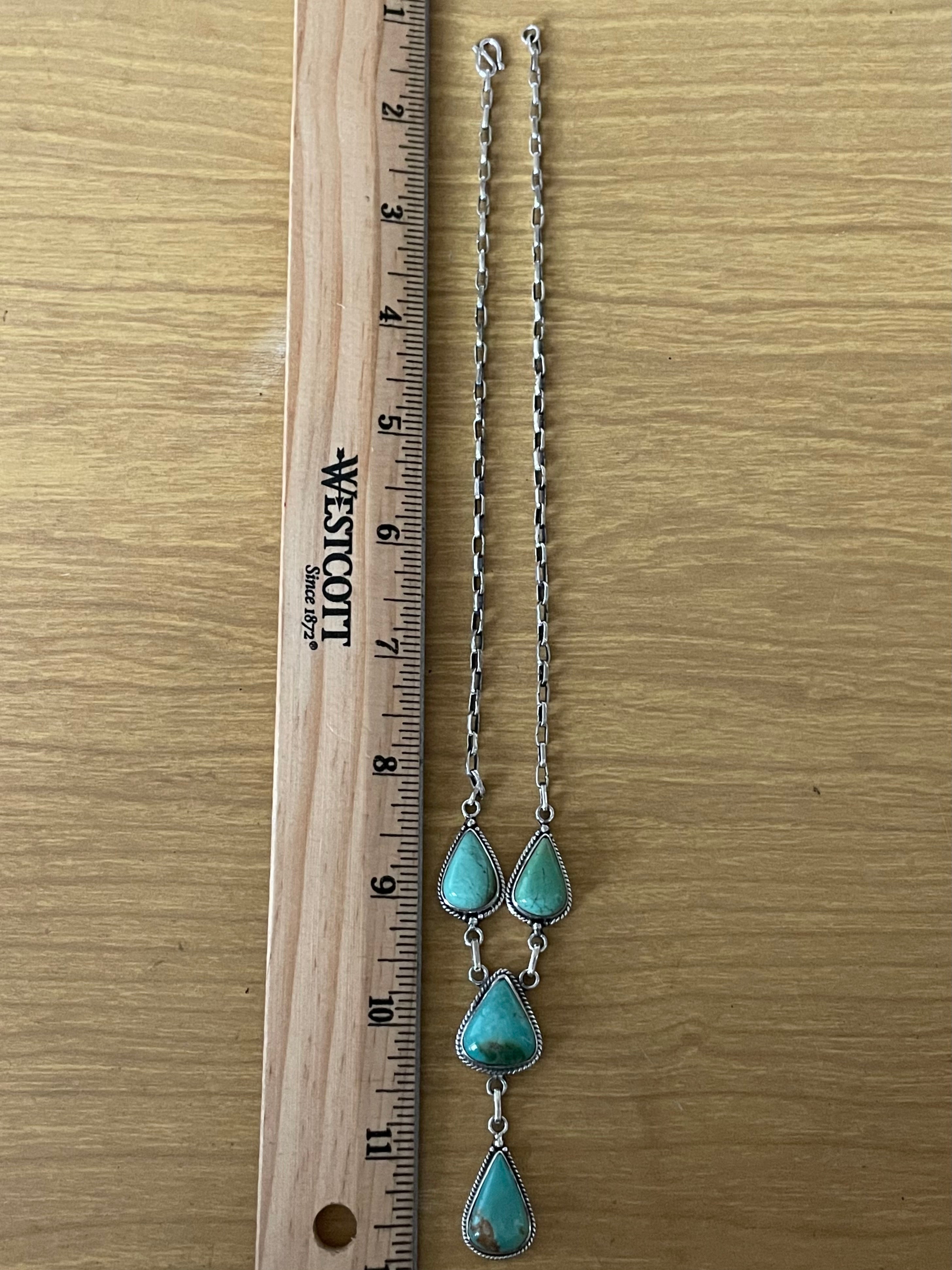 Turquoise Lariat Necklace | 925 Sterling Silver E634