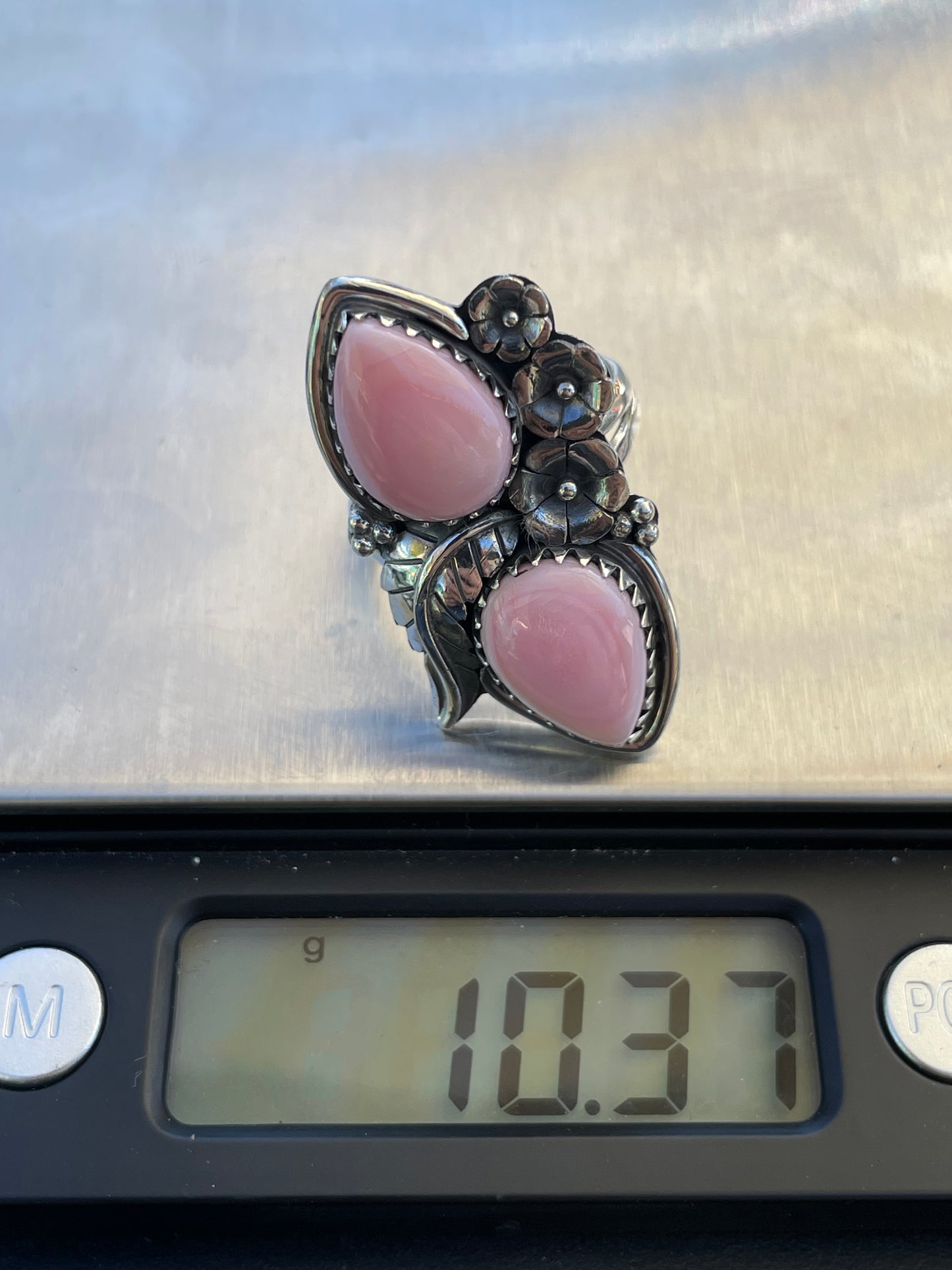 Pink Conch Leaf Design Ring | 925 Sterling Silver | Size 9 B342