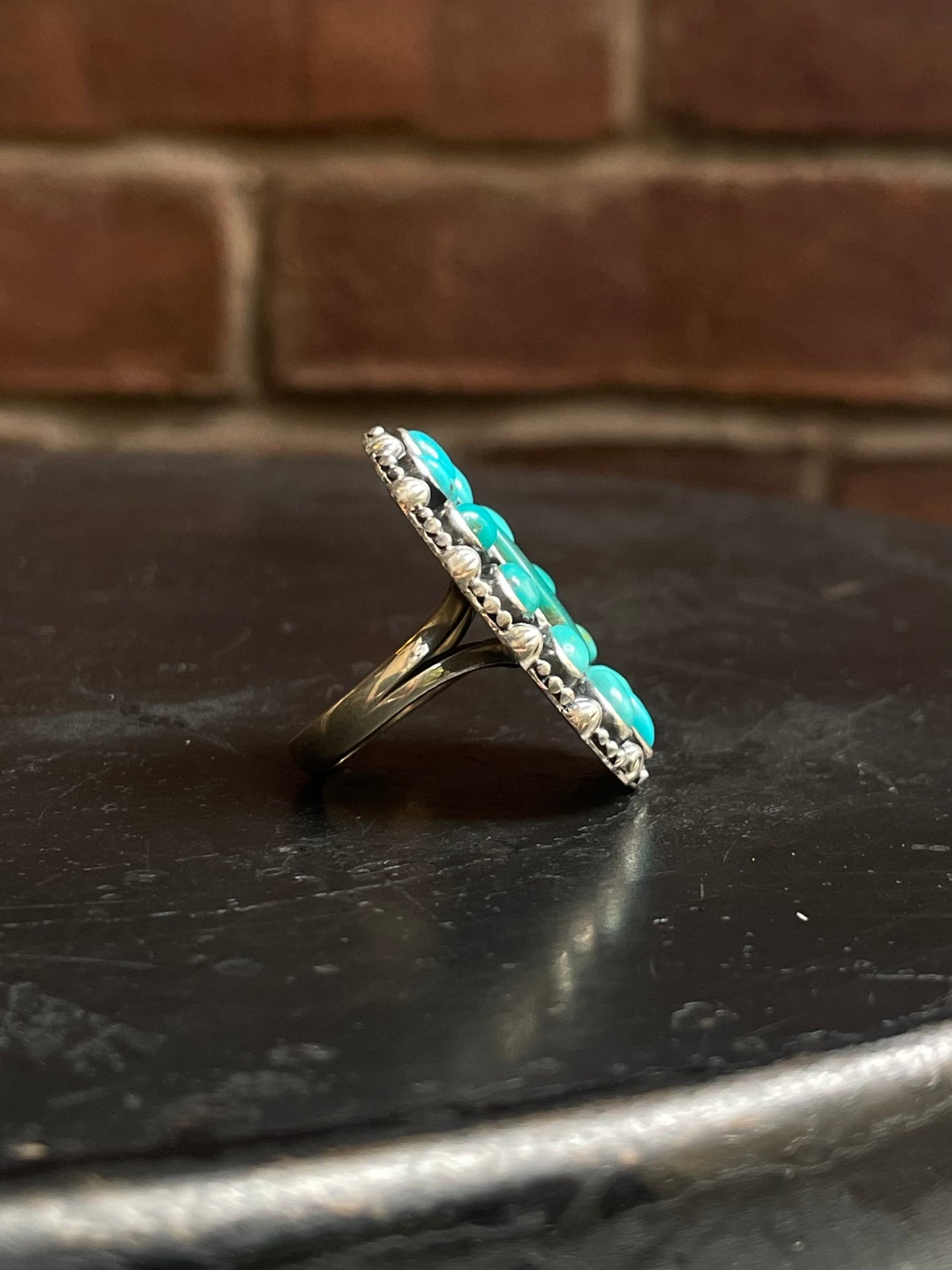 Kingman Turquoise Flower Cluster Ring Size 7.5 | 925 Sterling Silver G470