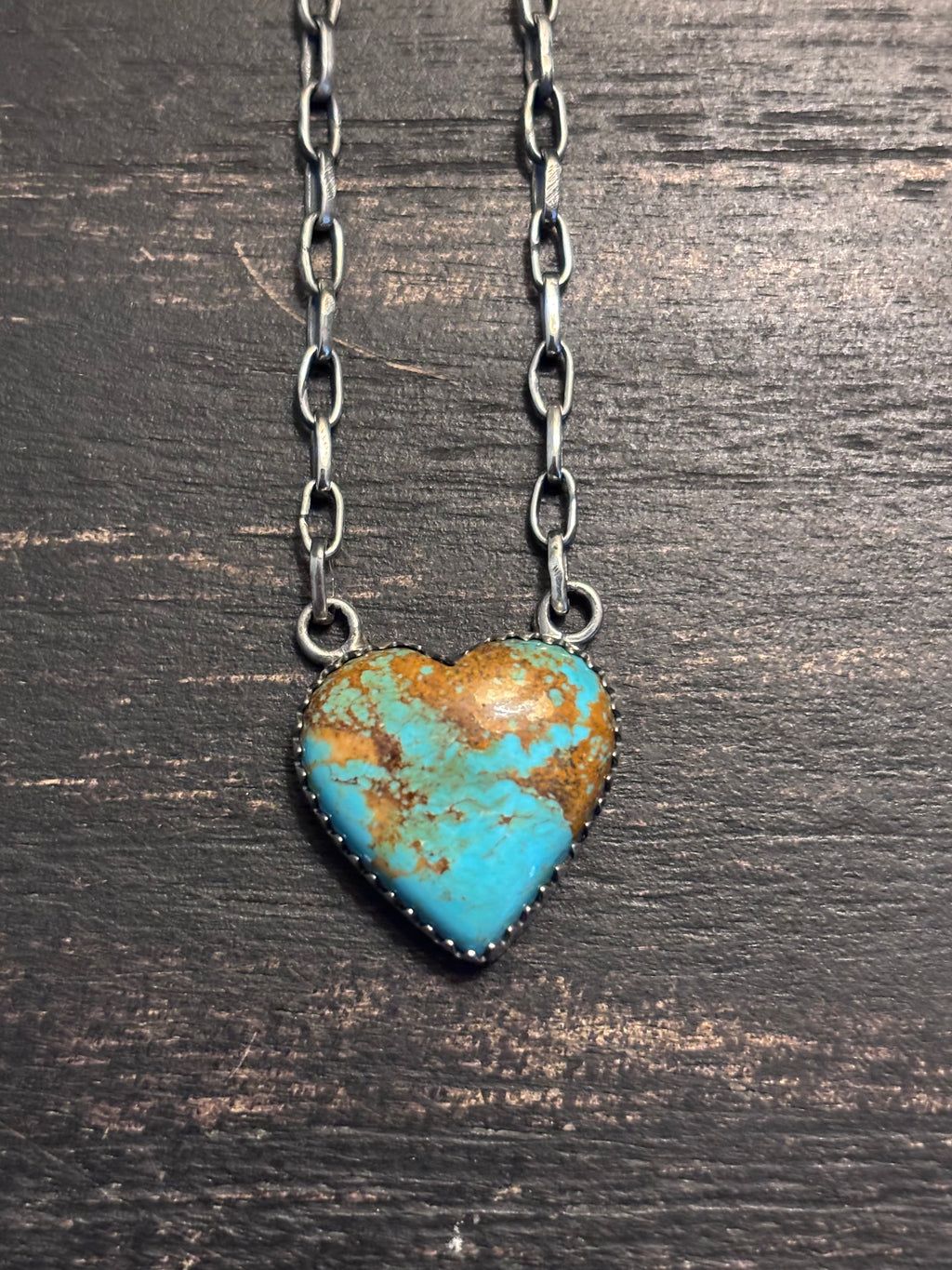 Turquoise Heart Necklace | Sterling Silver Southwestern Style A089