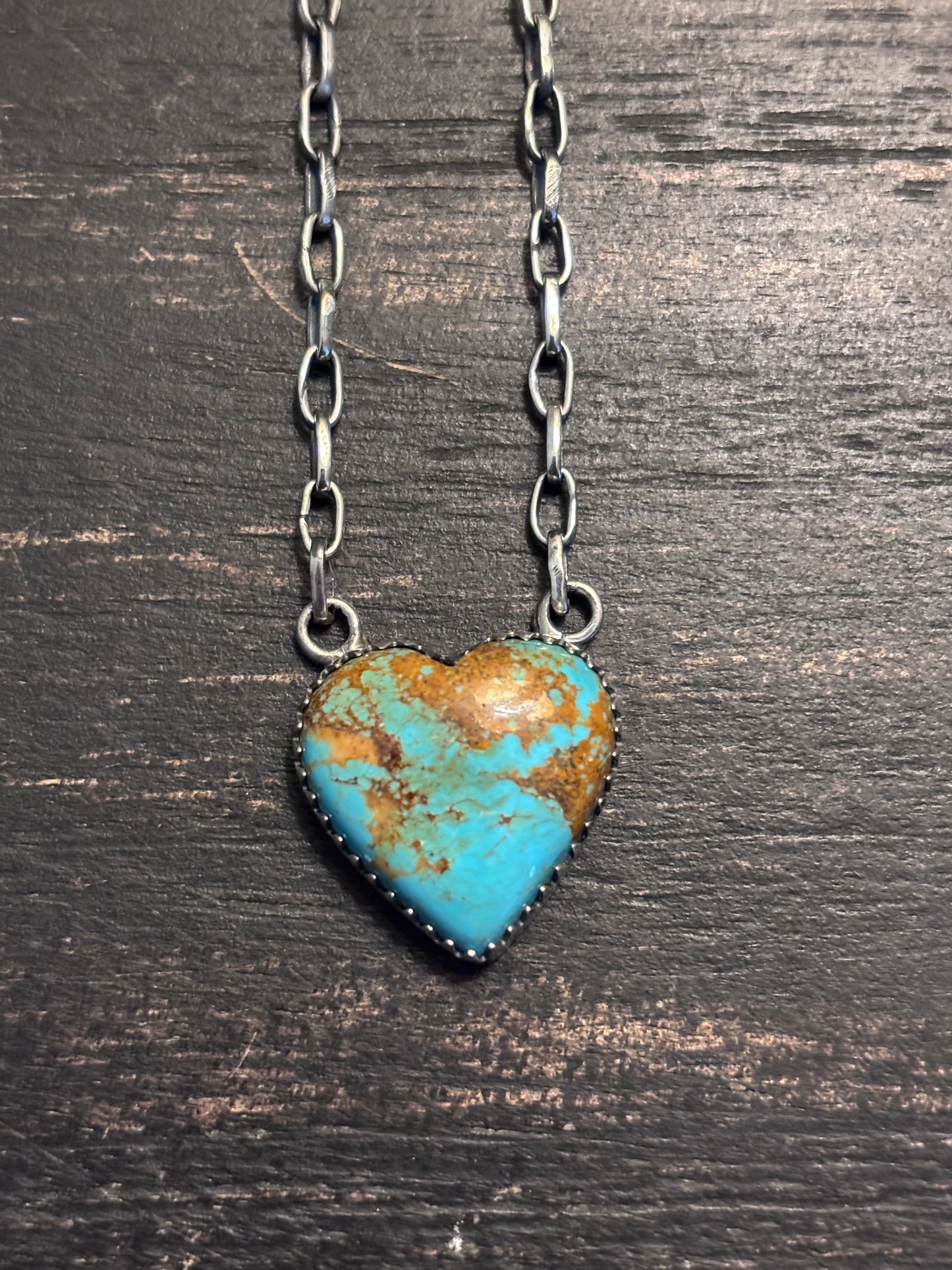 Turquoise Heart Necklace | Sterling Silver Southwestern Style A089