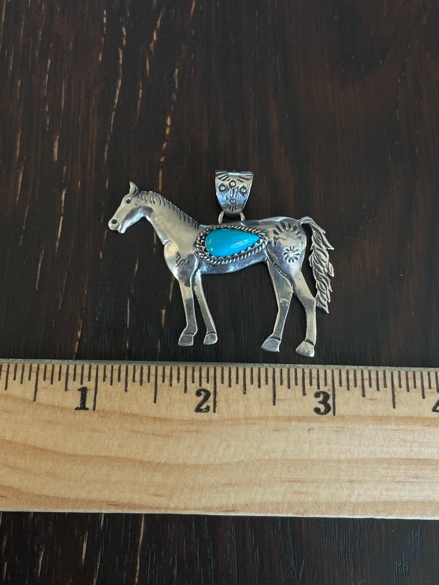 Turquoise Horse Pendant | 925 Sterling Silver E711