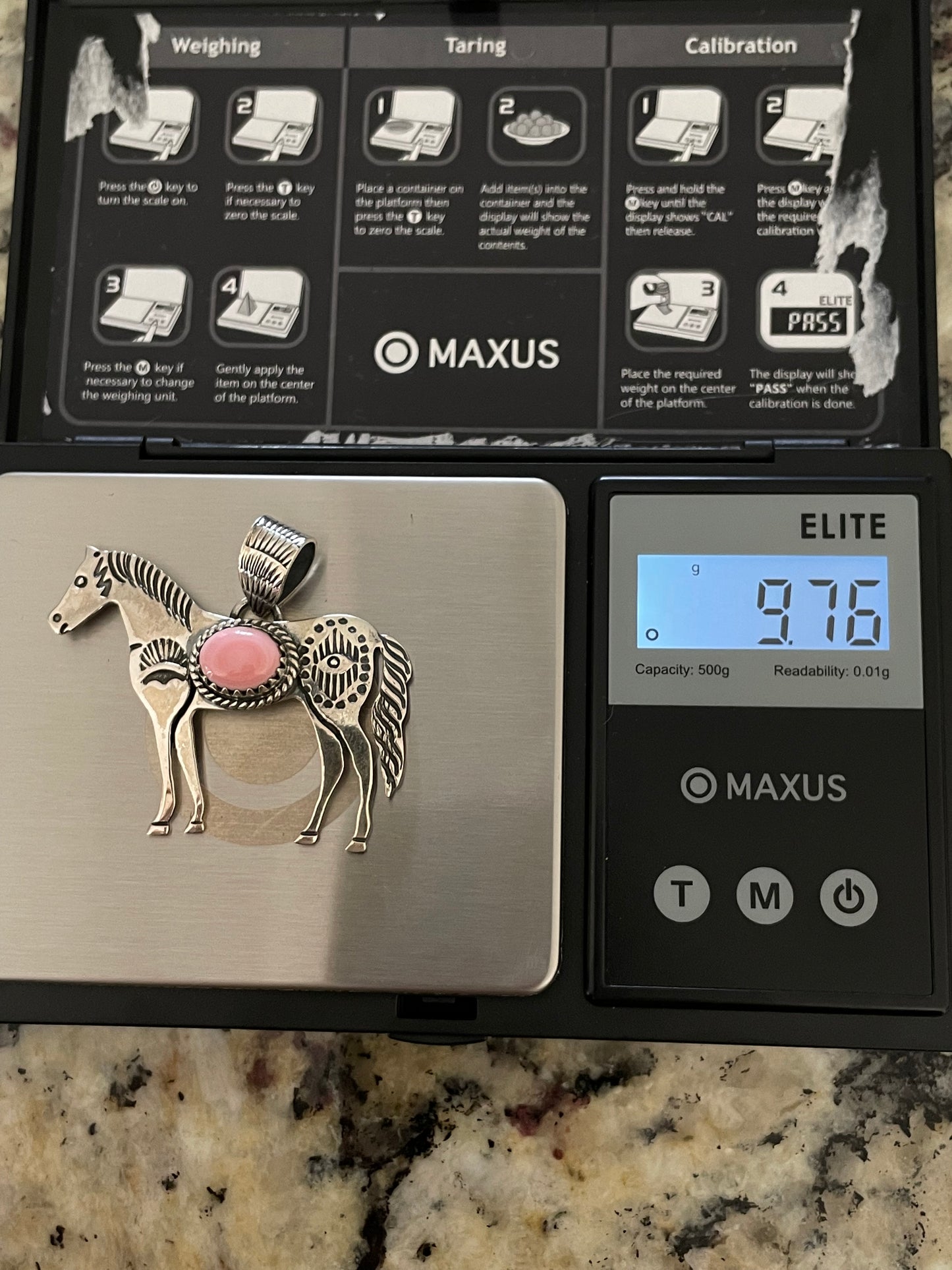 Pink Conch Horse Pendant | 925 Sterling Silver E263
