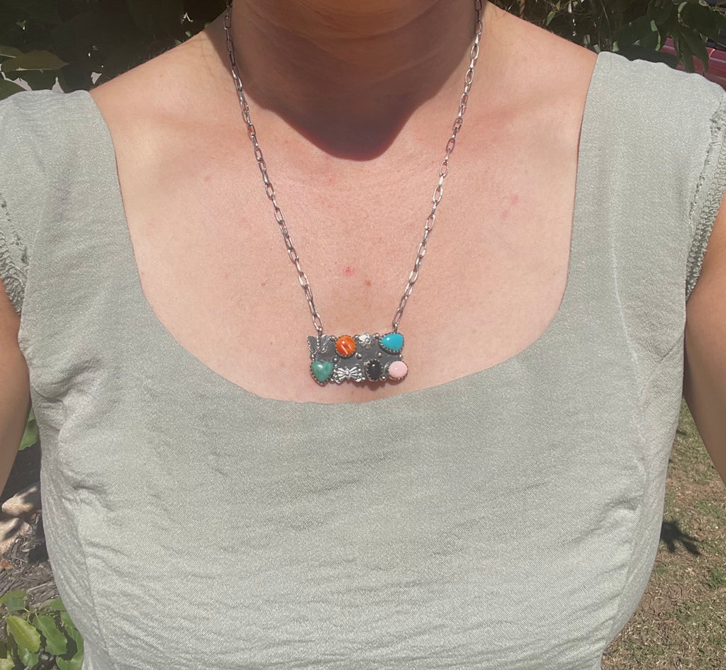 Multi Stone Butterfly Necklace | 925 Sterling Silver D134