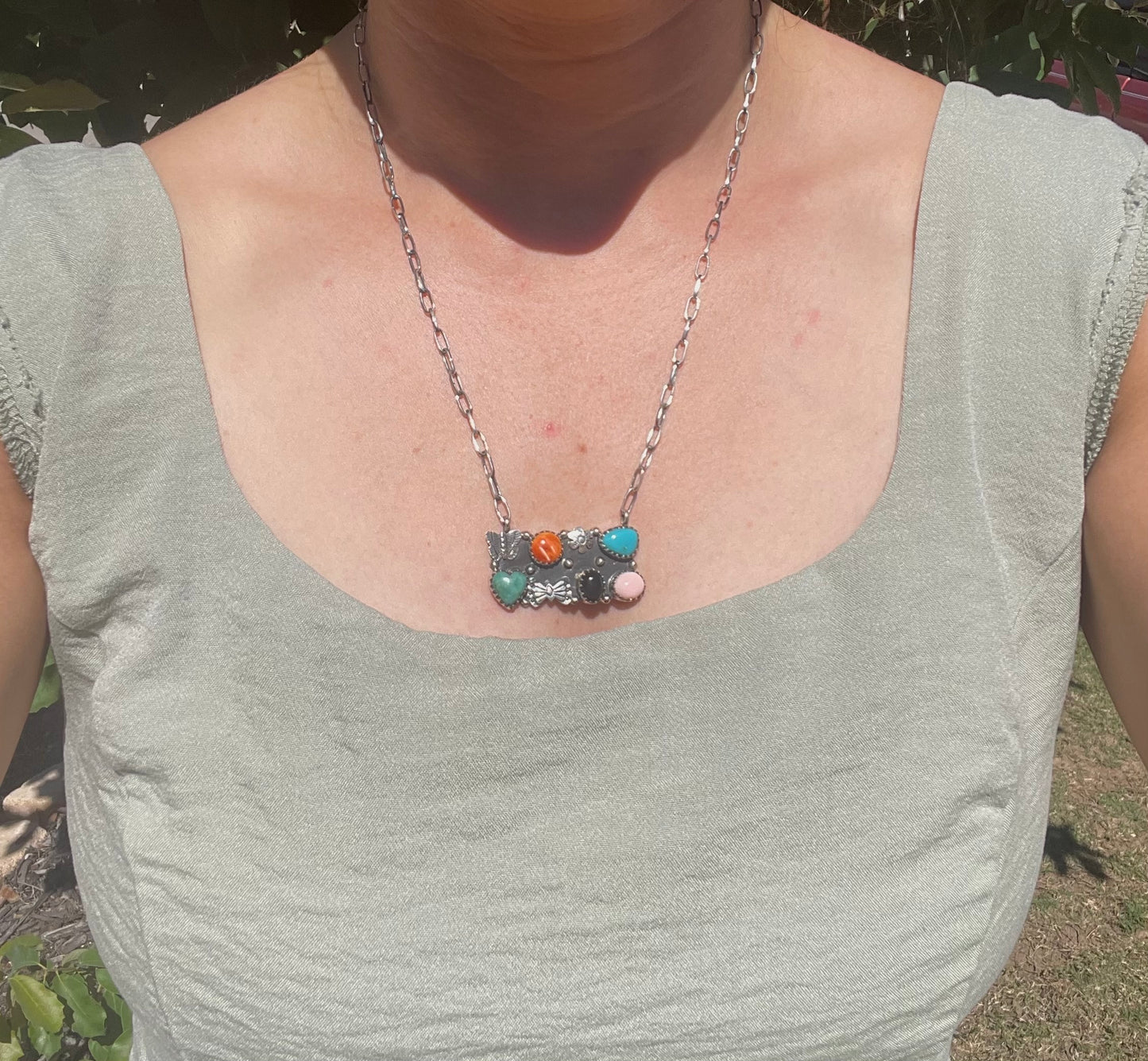 Multi Stone Butterfly Necklace | 925 Sterling Silver D134