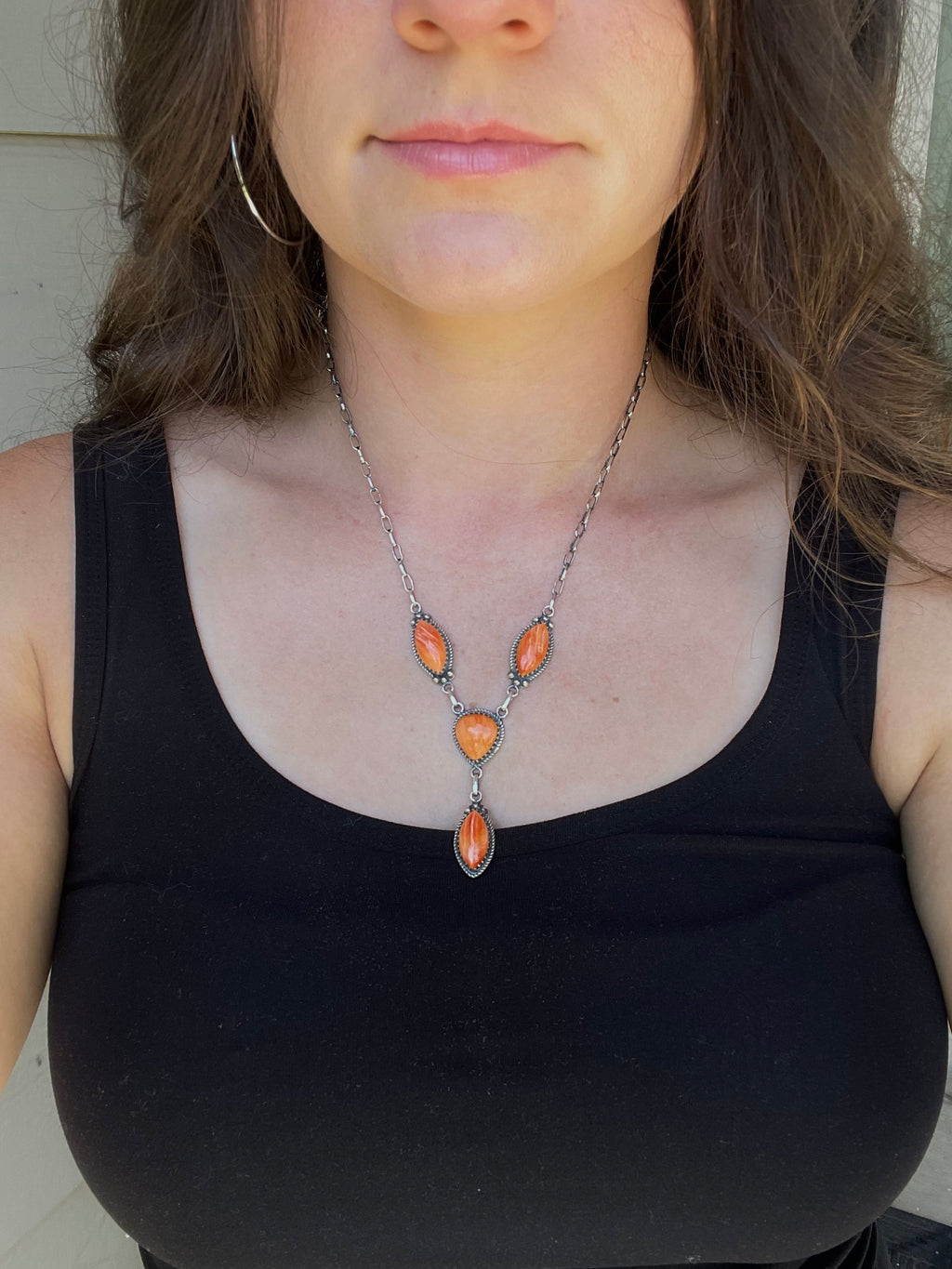 Orange Spiny Oyster Heart Necklace | 925 Sterling Silver D228