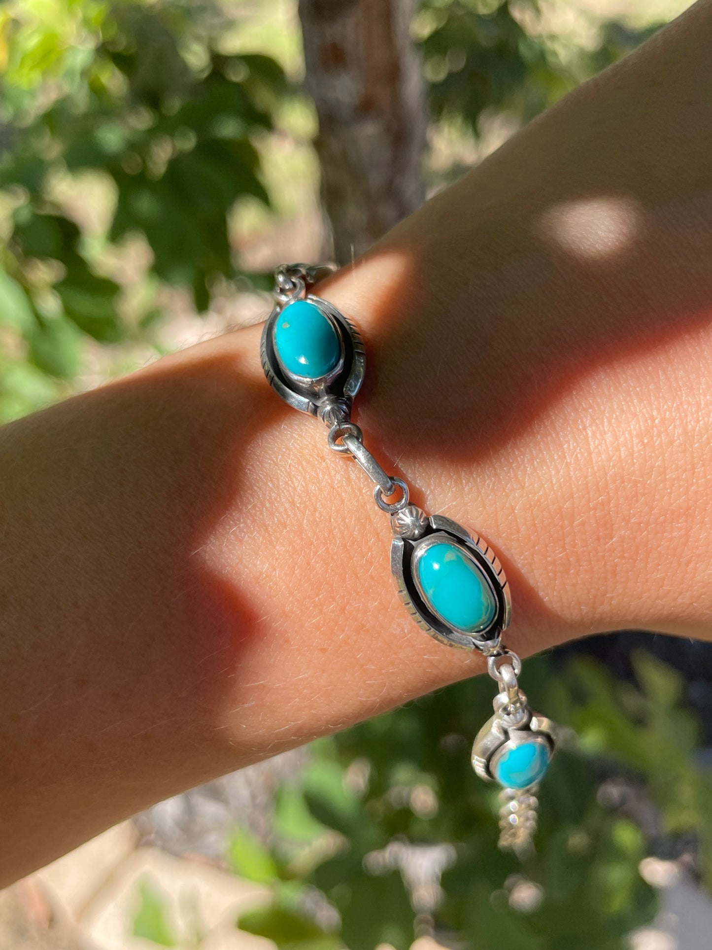 Kingman Turquoise Link Bracelet | Sterling Silver D137