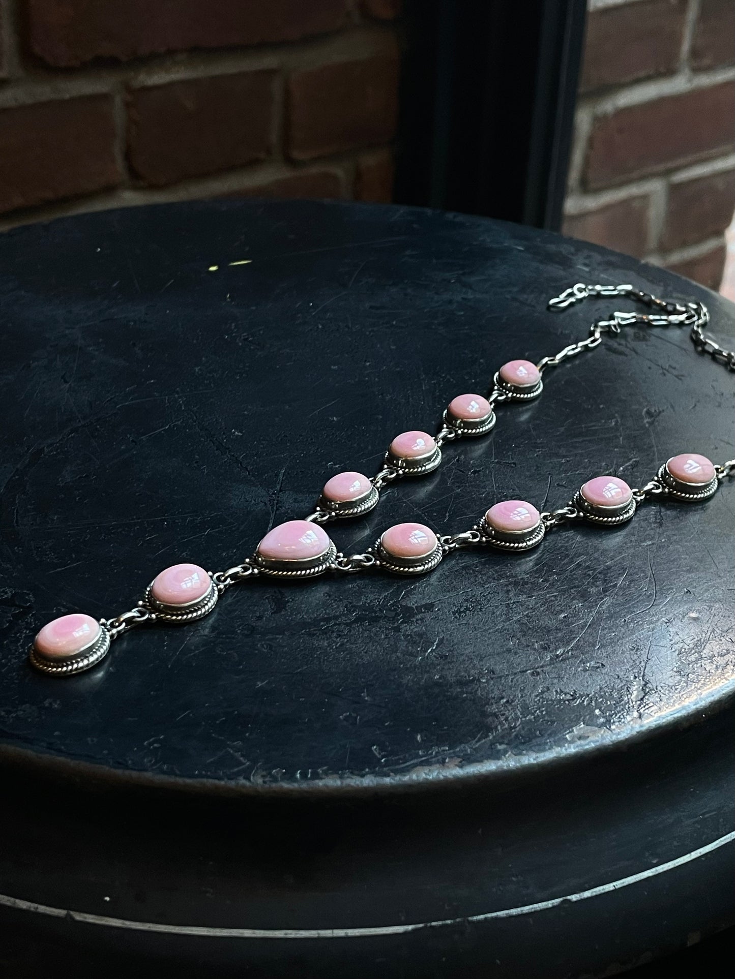 Pink Conch Lariat Necklace | 925 Sterling Silver E345