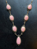 Pink Conch Teardrop Link Necklace | Sterling Silver E824