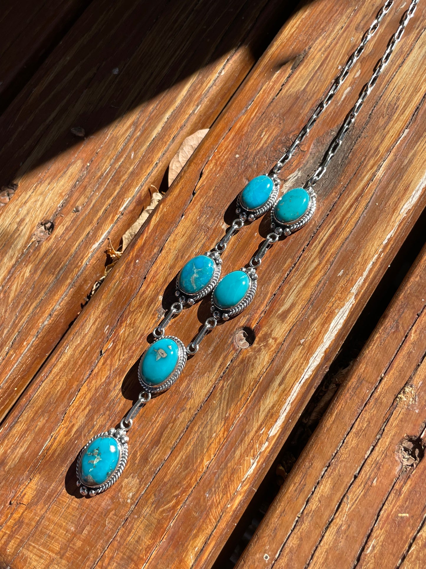 Kingman Turquoise Lariat Necklace | Sterling Silver 925 B879