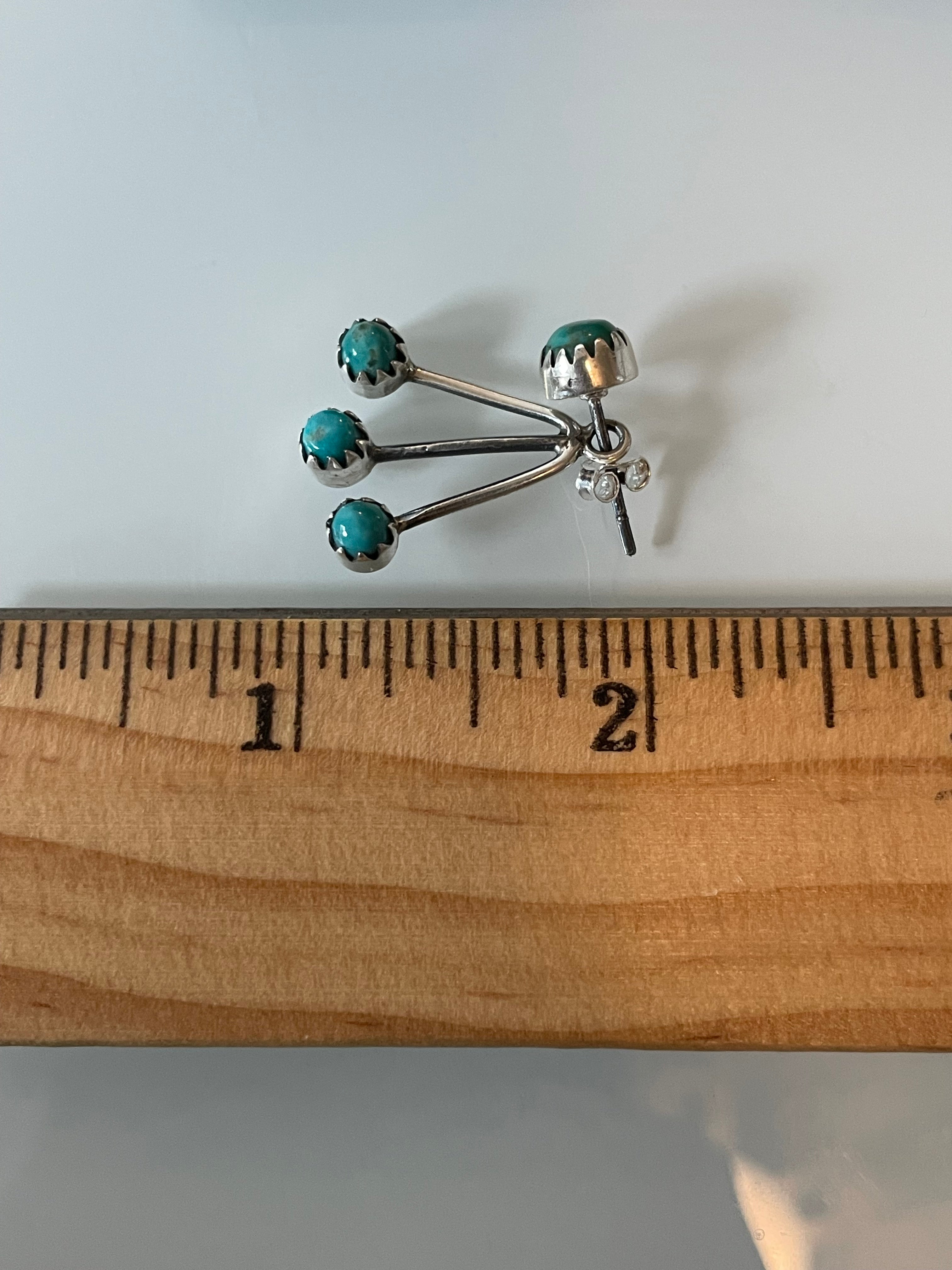 Kingman Turquoise Stud Dangle Earrings | 925 Sterling Silver G659