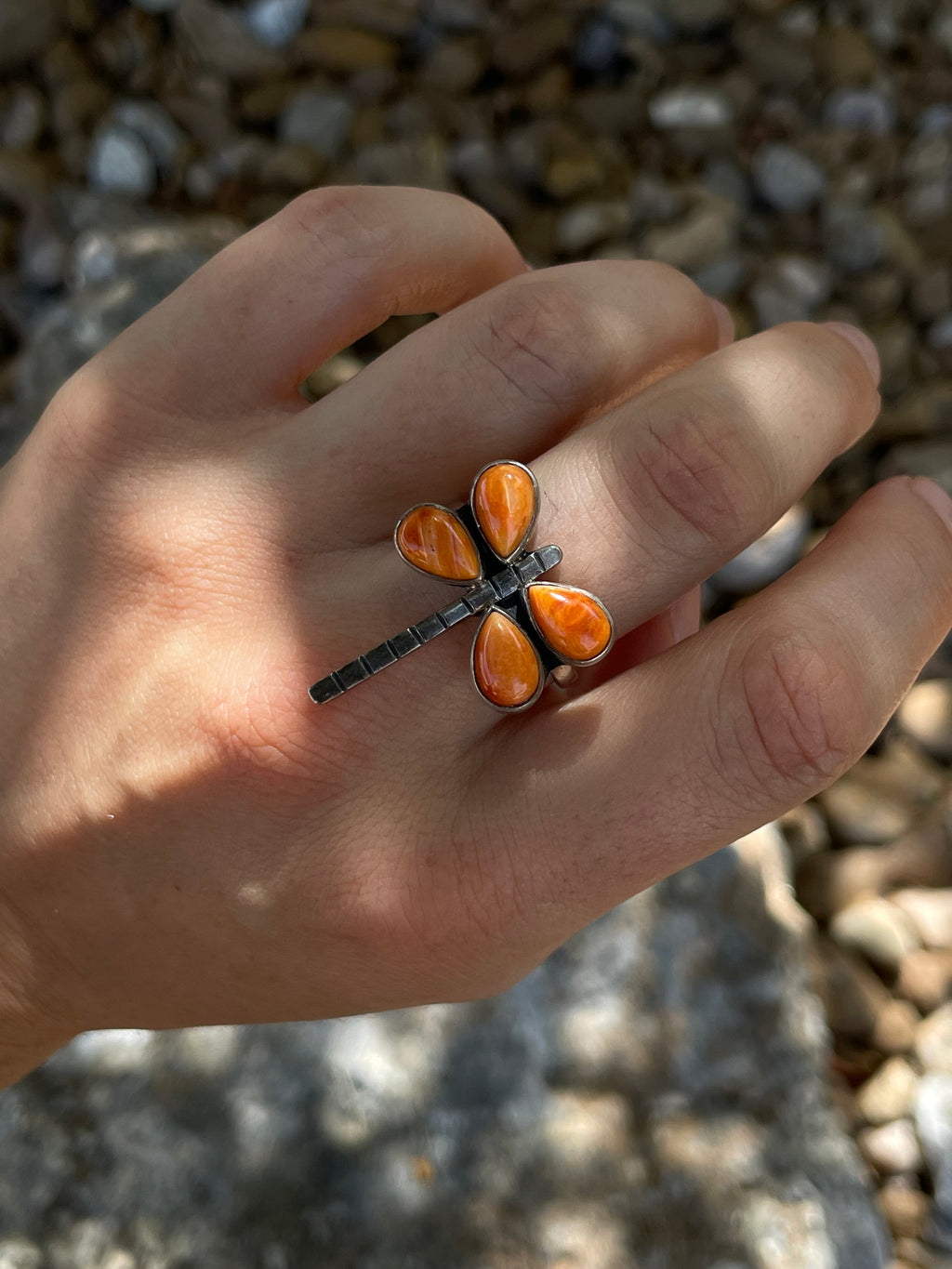 Spiny Oyster Dragonfly Ring Size 9.75 | 925 Sterling Silver D266