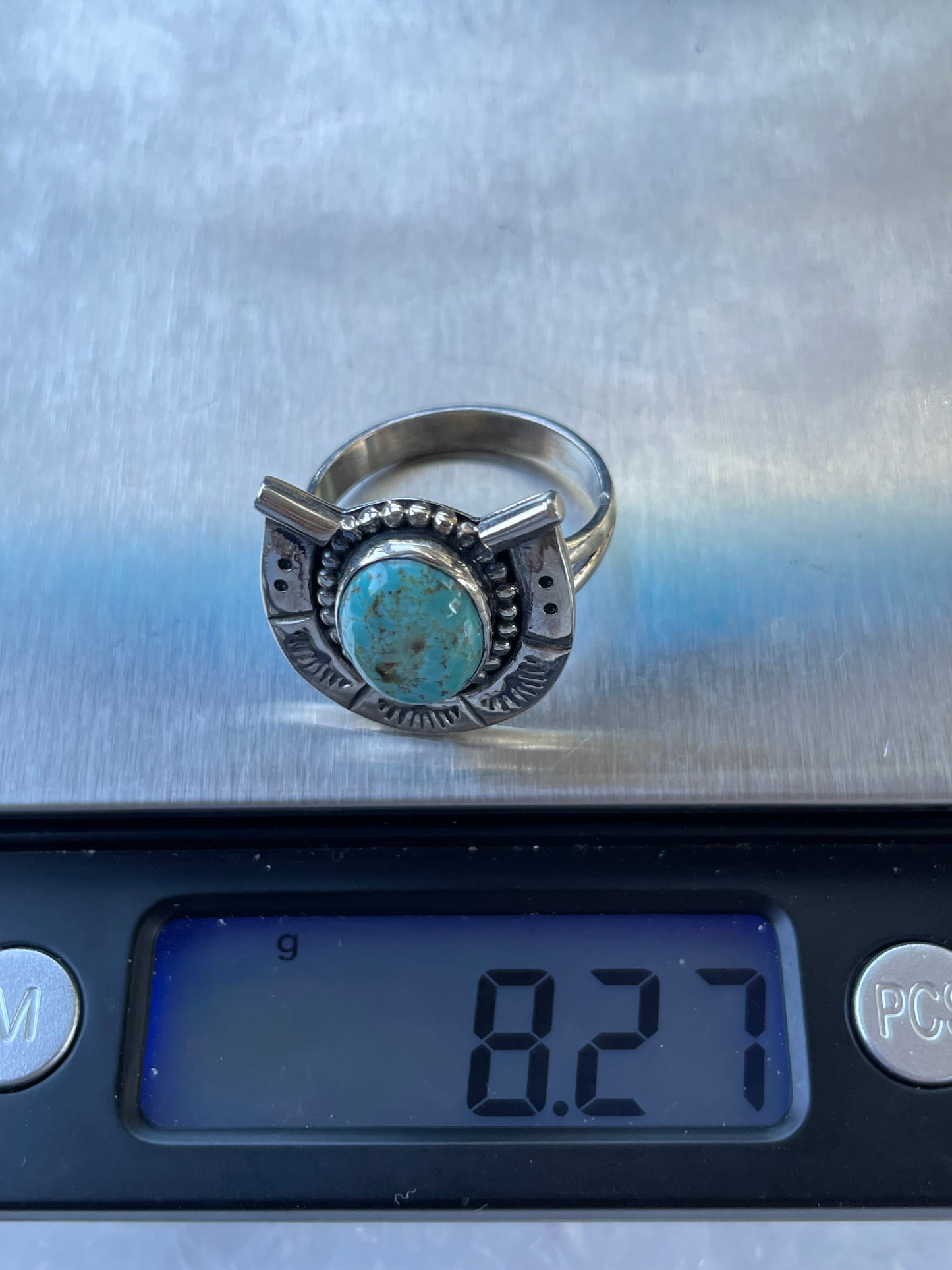 Turquoise Horse Shoe Ring Size 9 | 925 Sterling Silver B925