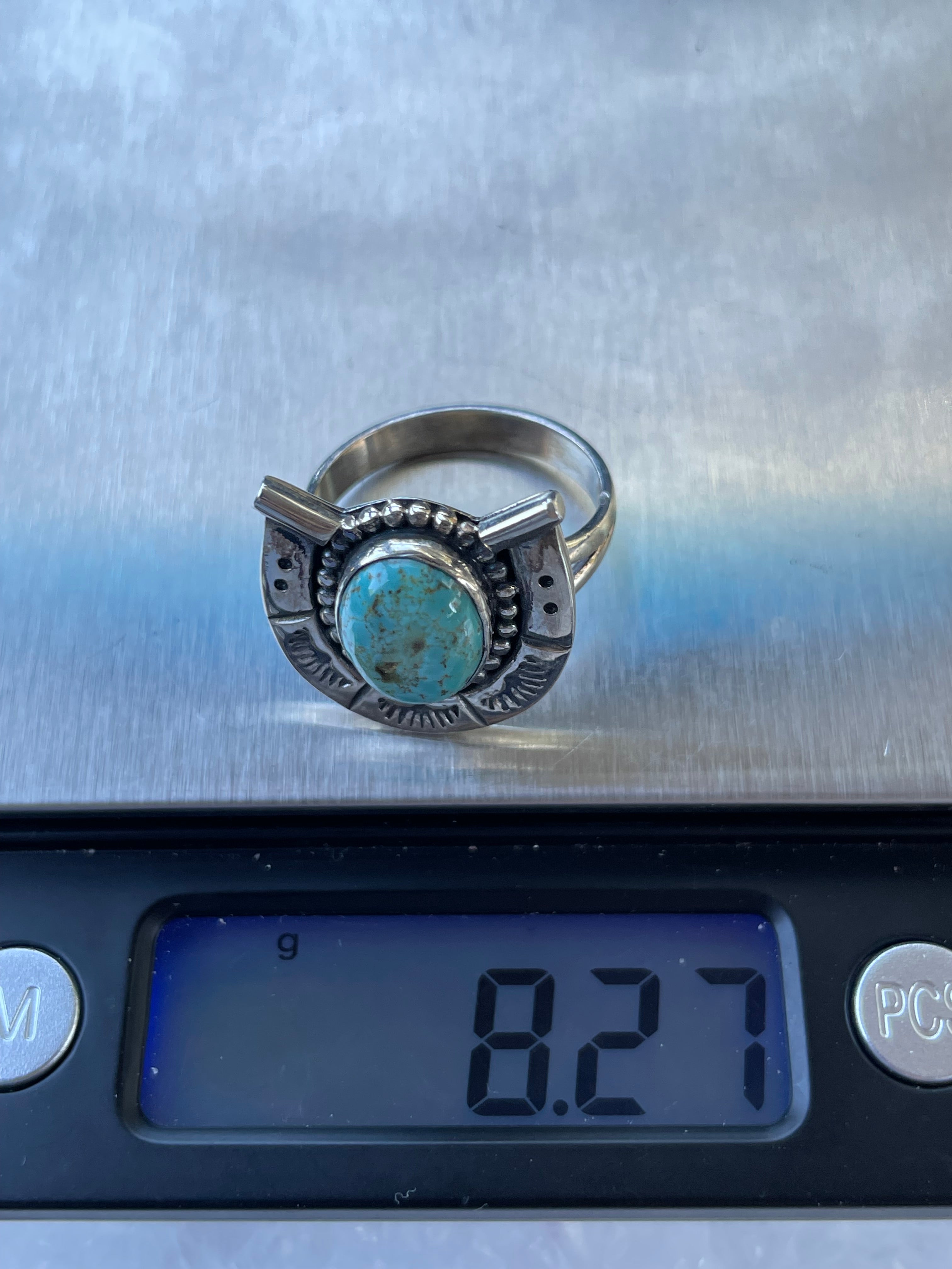 Turquoise Horse Shoe Ring Size 9 | 925 Sterling Silver B925
