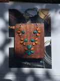 Turquoise & Spiny Oyster Floral Necklace | 925 Sterling Silver D251