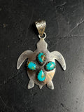 Turquoise Turtle Pendant | 925 Sterling Silver C991