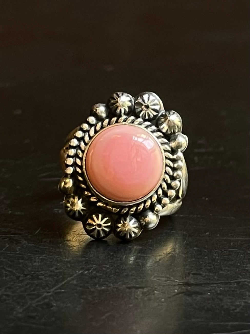 Pink Conch Circle Ring Size 6 | Sterling Silver E913