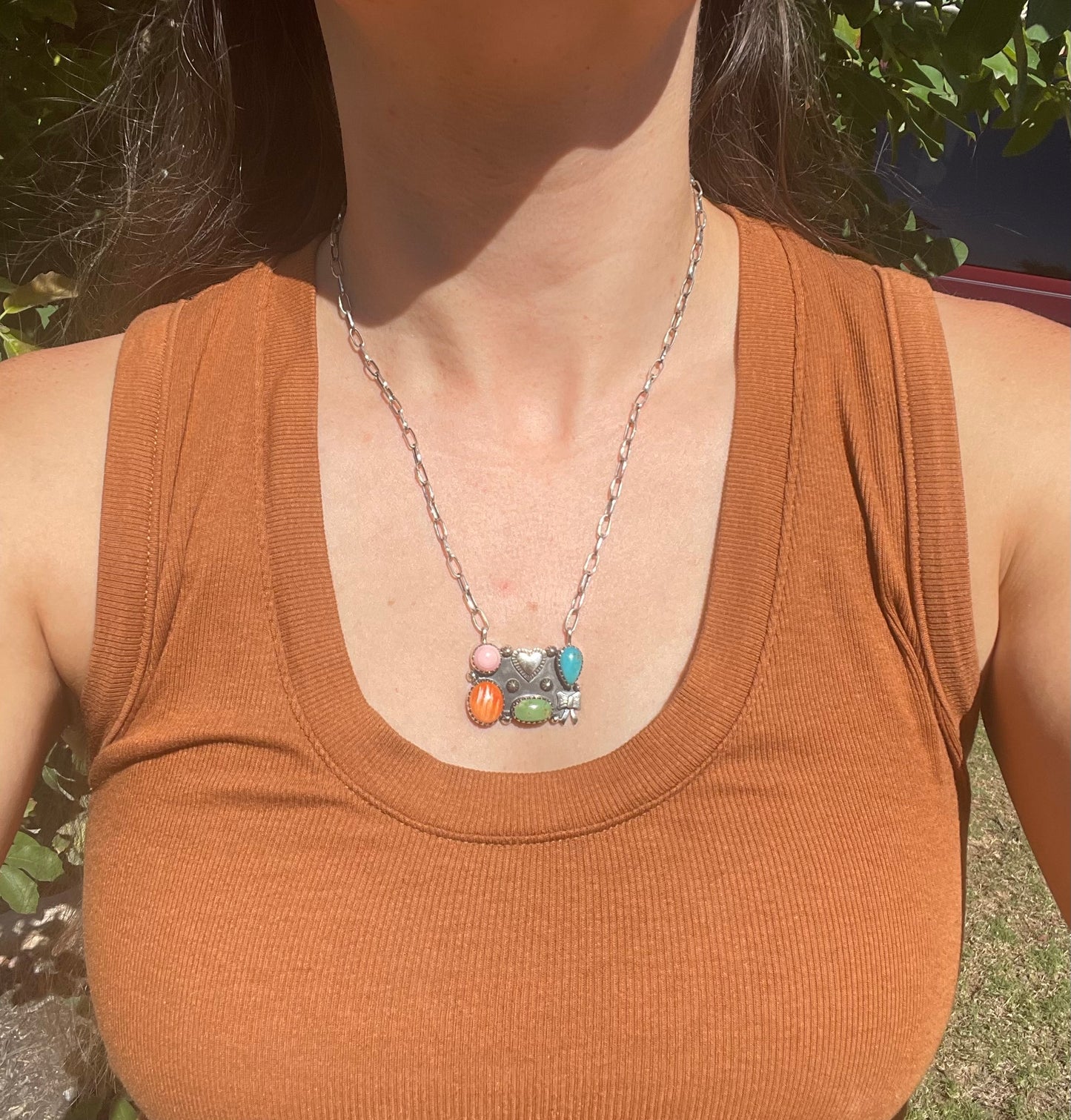 Multi Stone Heart Necklace | 925 Sterling Silver D125