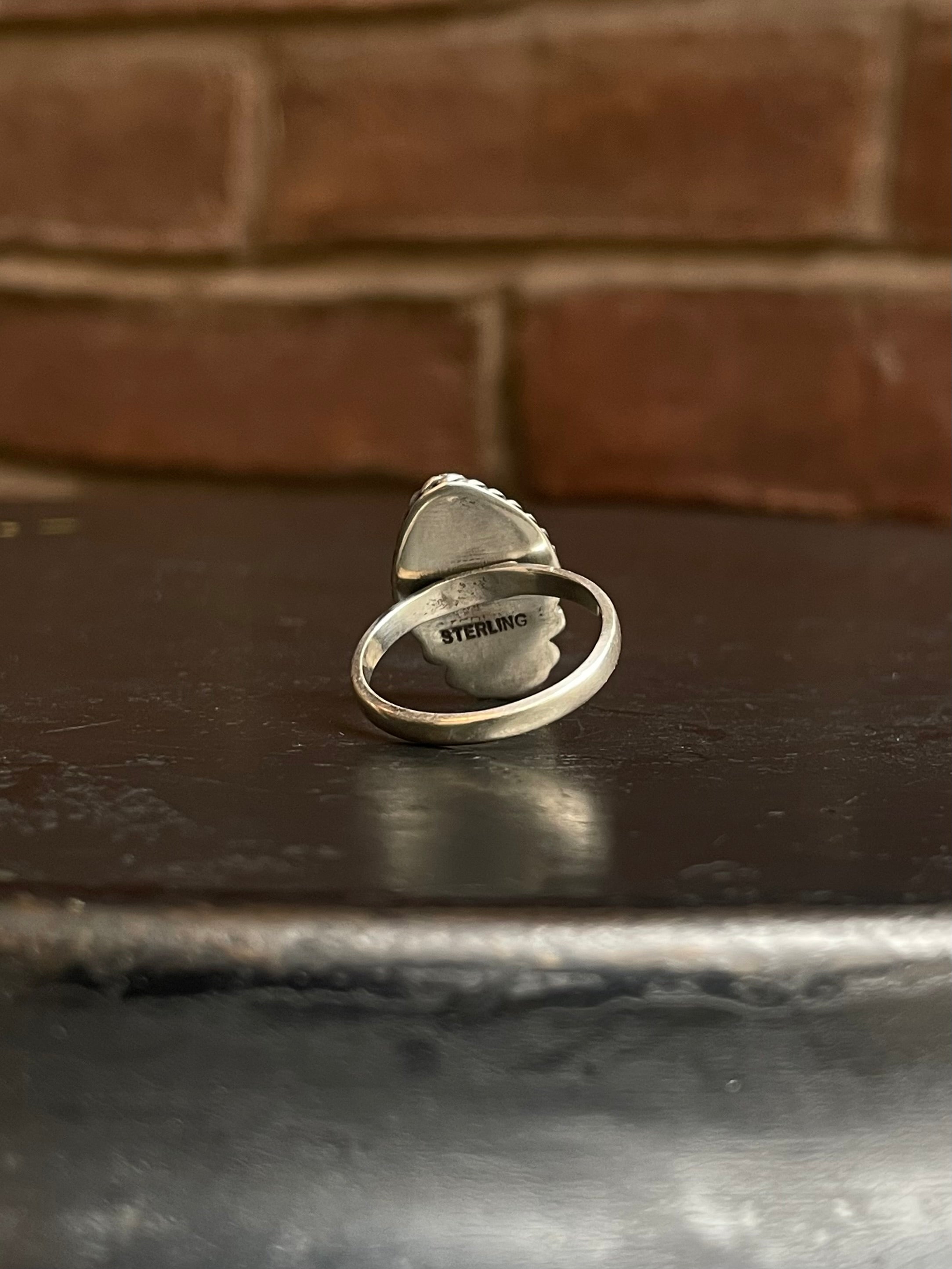 Pink Conch Tear Drop Ring Size 8 | 925 Sterling Silver G140
