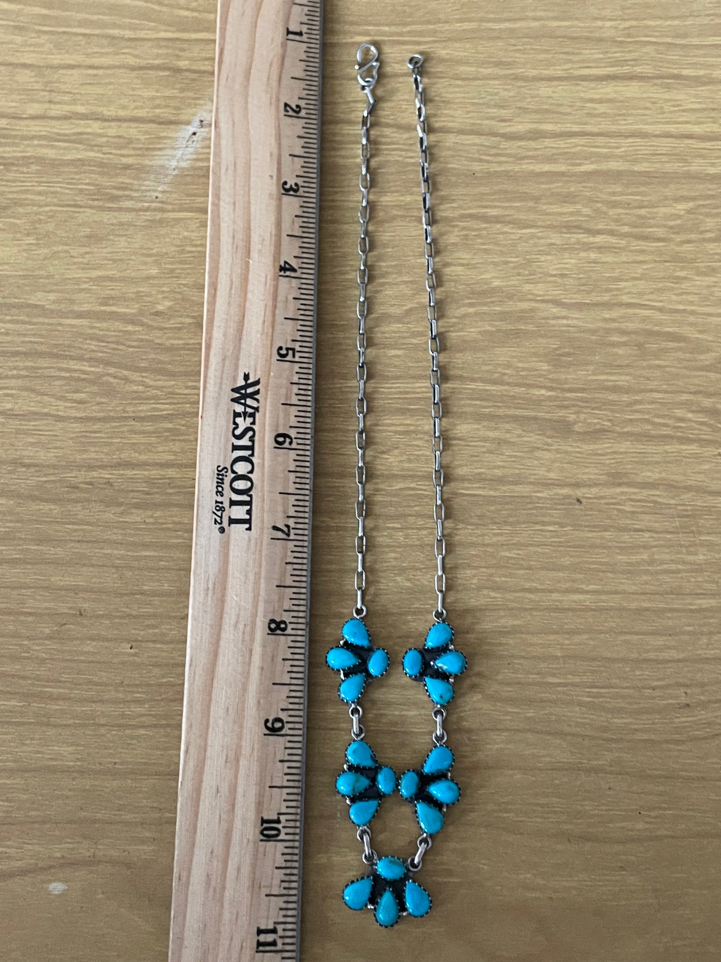 Kingman Turquoise Cluster Necklace | 925 Sterling Silver E613