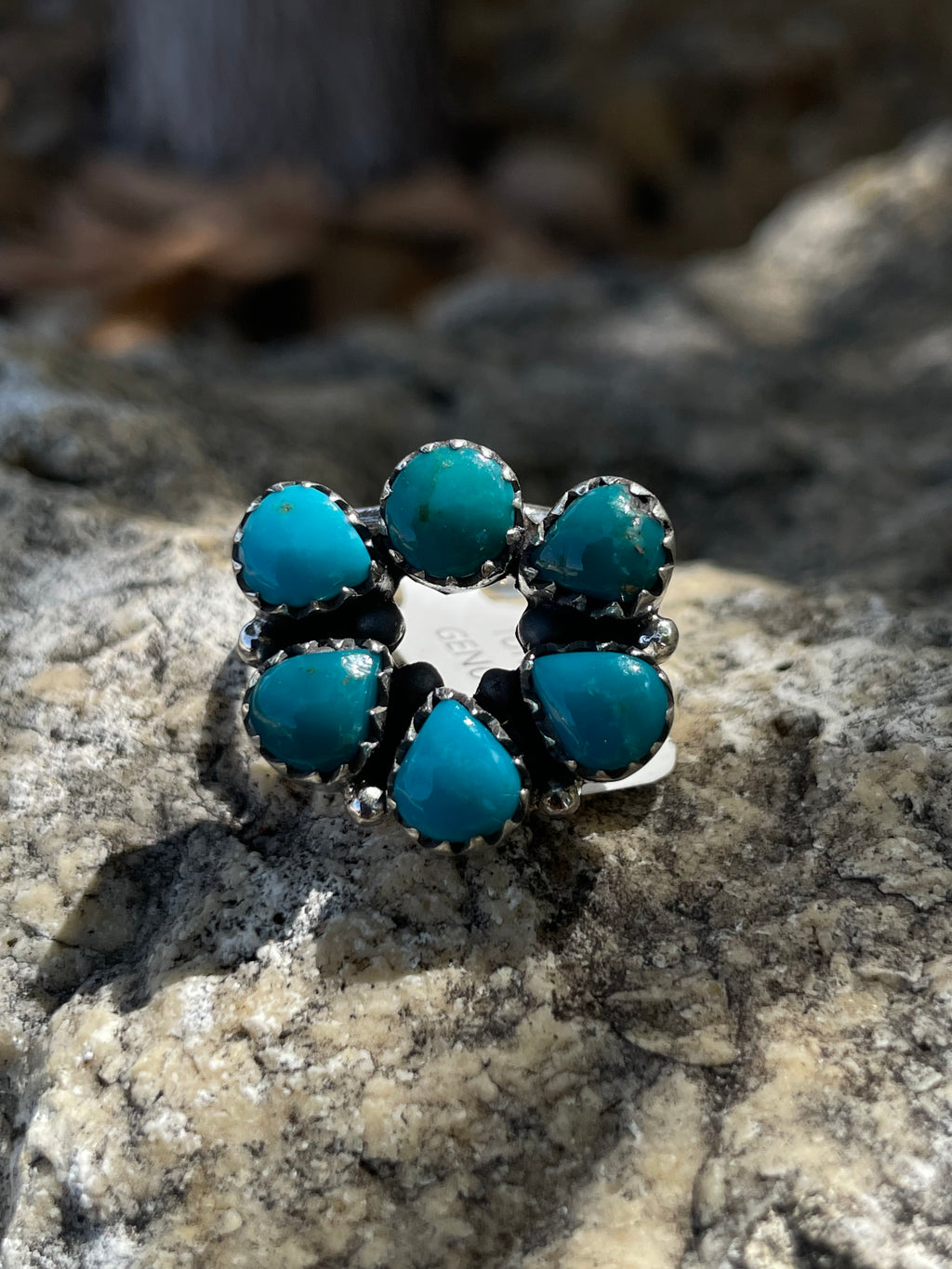 Kingman Turquoise Cluster Ring Size 7 | 925 Sterling Silver D265