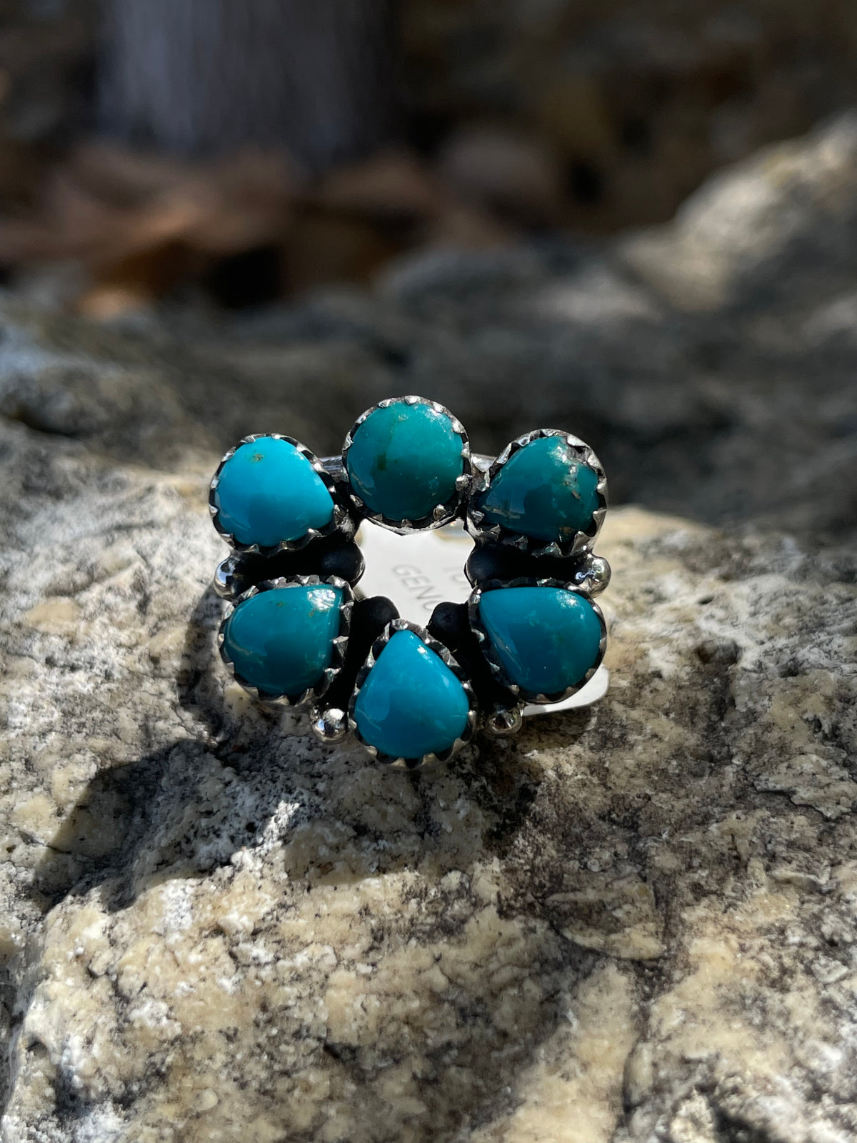 Kingman Turquoise Cluster Ring Size 7 | 925 Sterling Silver D265
