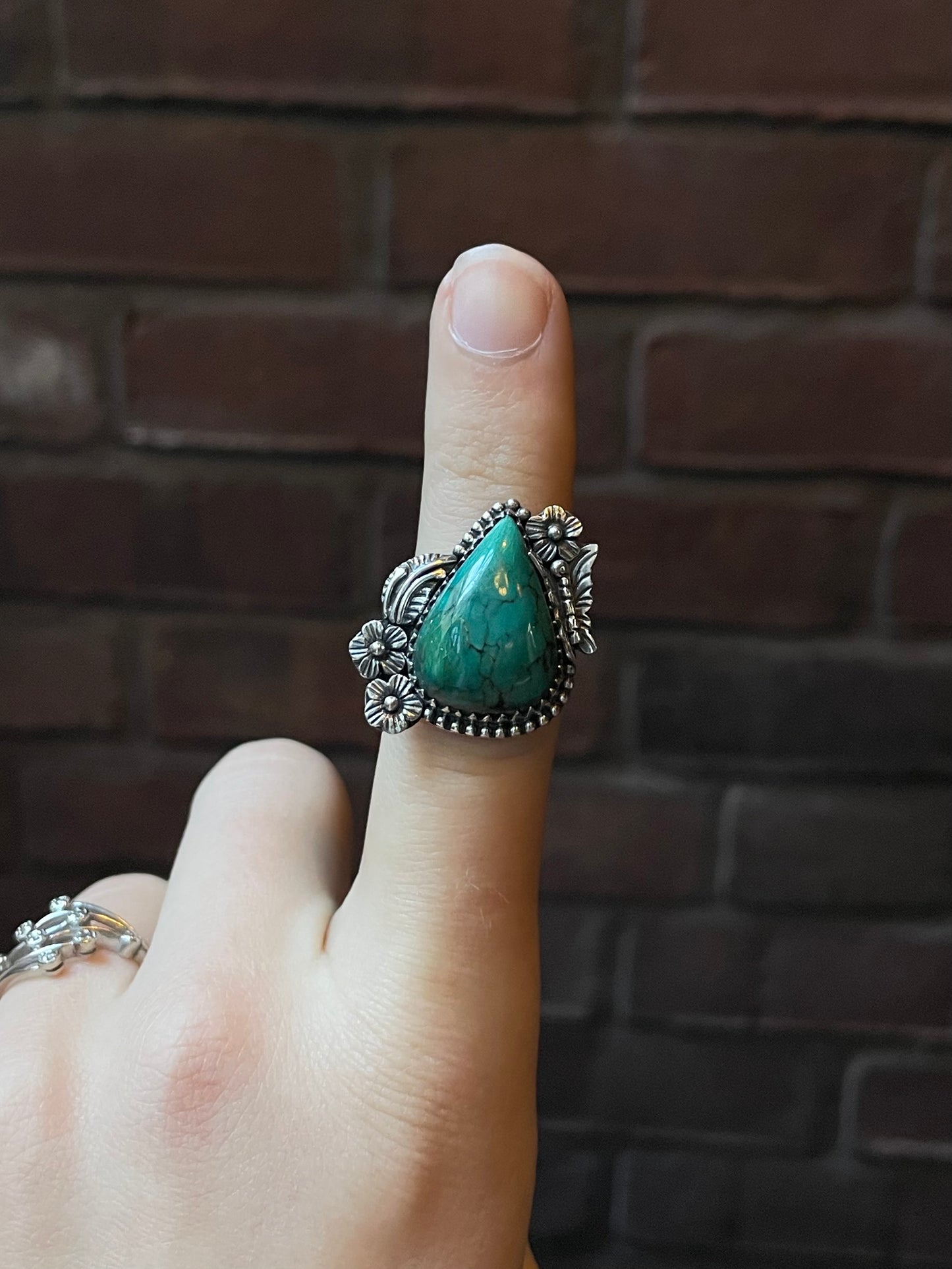 Turquoise Butterfly Floral Ring | 925 Sterling Silver Size 7 E430